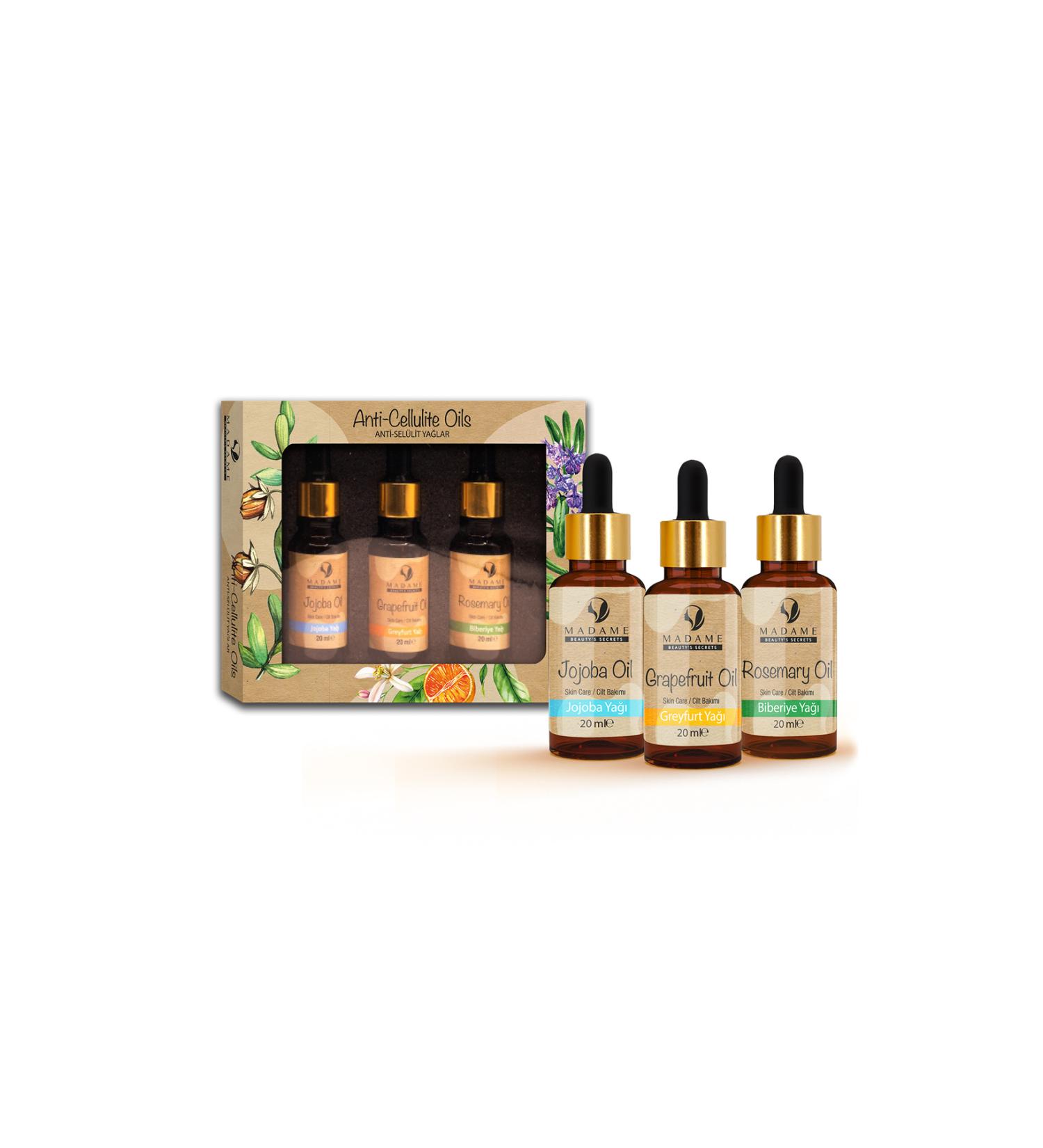 Madame Beauty Madame 3-pack Anti-Cellulite Oil Jojoba Grapefruit Rosemary Oil