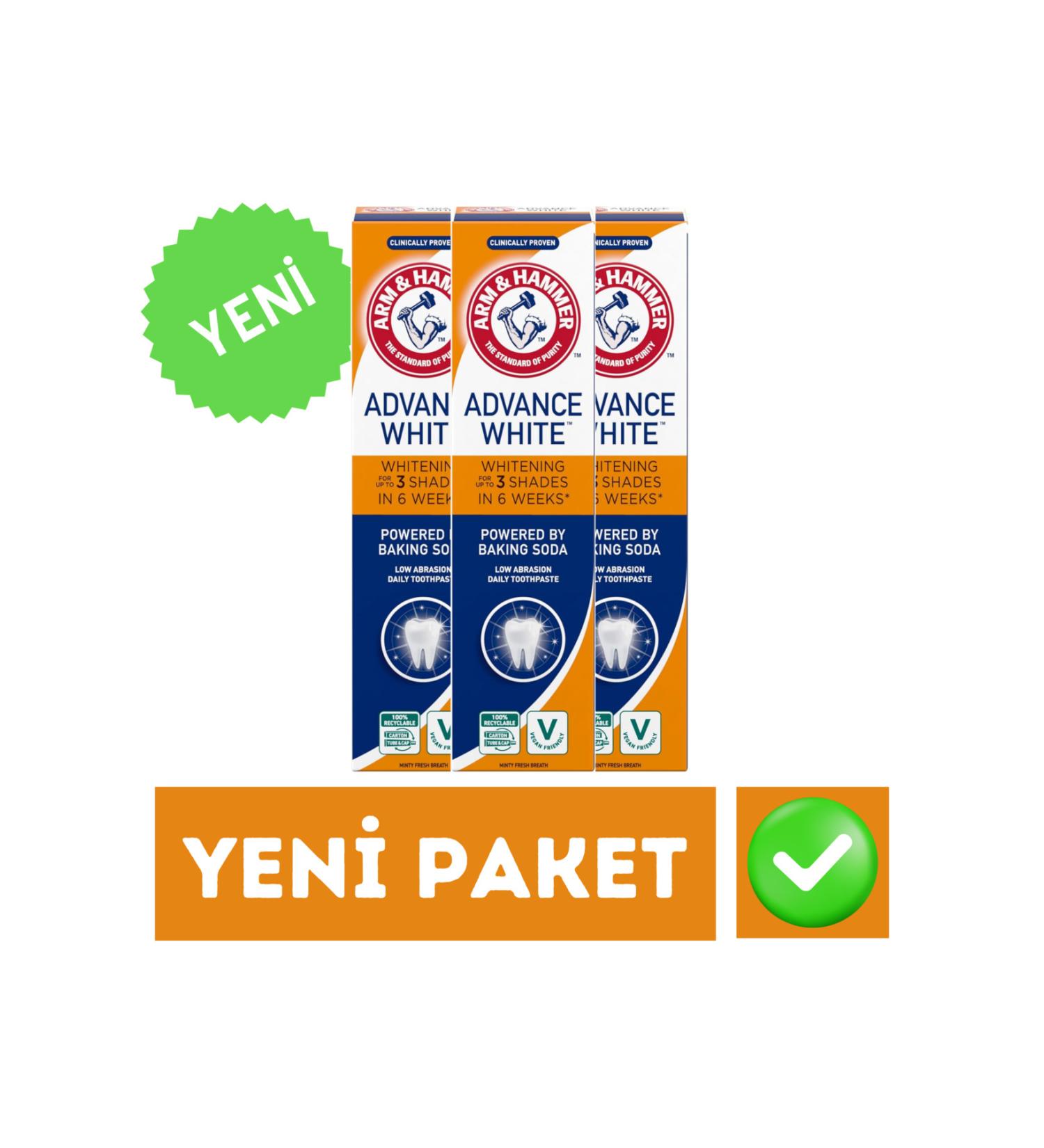 Arm Hammer Up to 3 Tones Whitening Toothpaste Advance White 75 ml New Packaging 3 Pieces