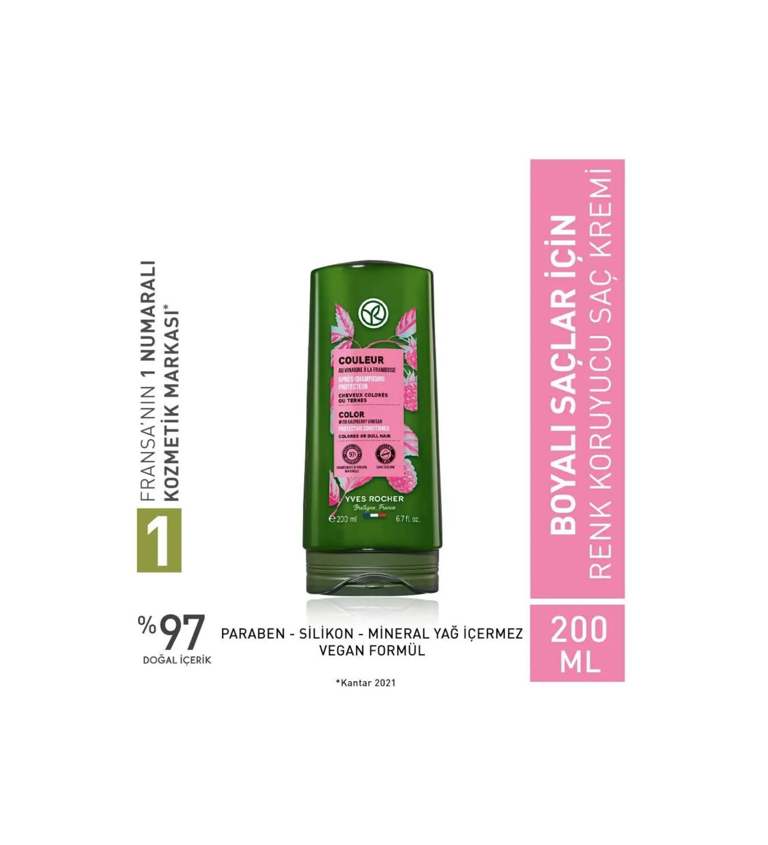 Yves Rocher Couleur - Color Protecting Conditioner for Dyed Hair with Raspberry Vinegar and Calendula 200ml