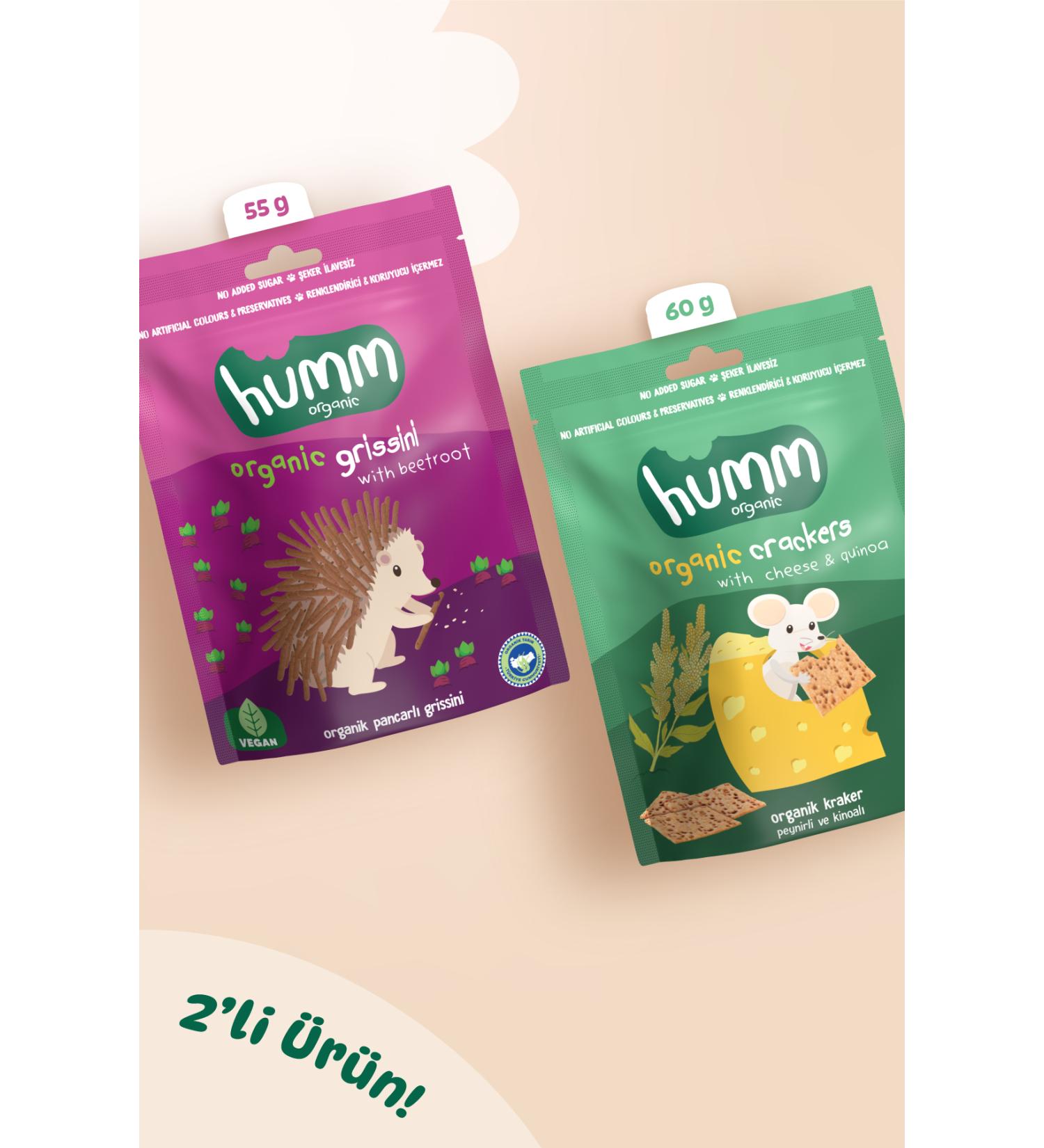 Humm Organic Organic Saltine Crackers & Grissini Snack Pack - 2 Pieces (2 TYPES) - Buy Online on GoSupps.com