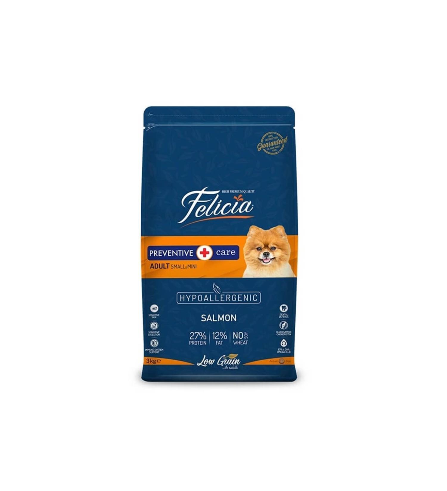 Felicia Low Grain Small Breed Adult Dog Food with Salmon 3 Kg 2 Piece Set Idili