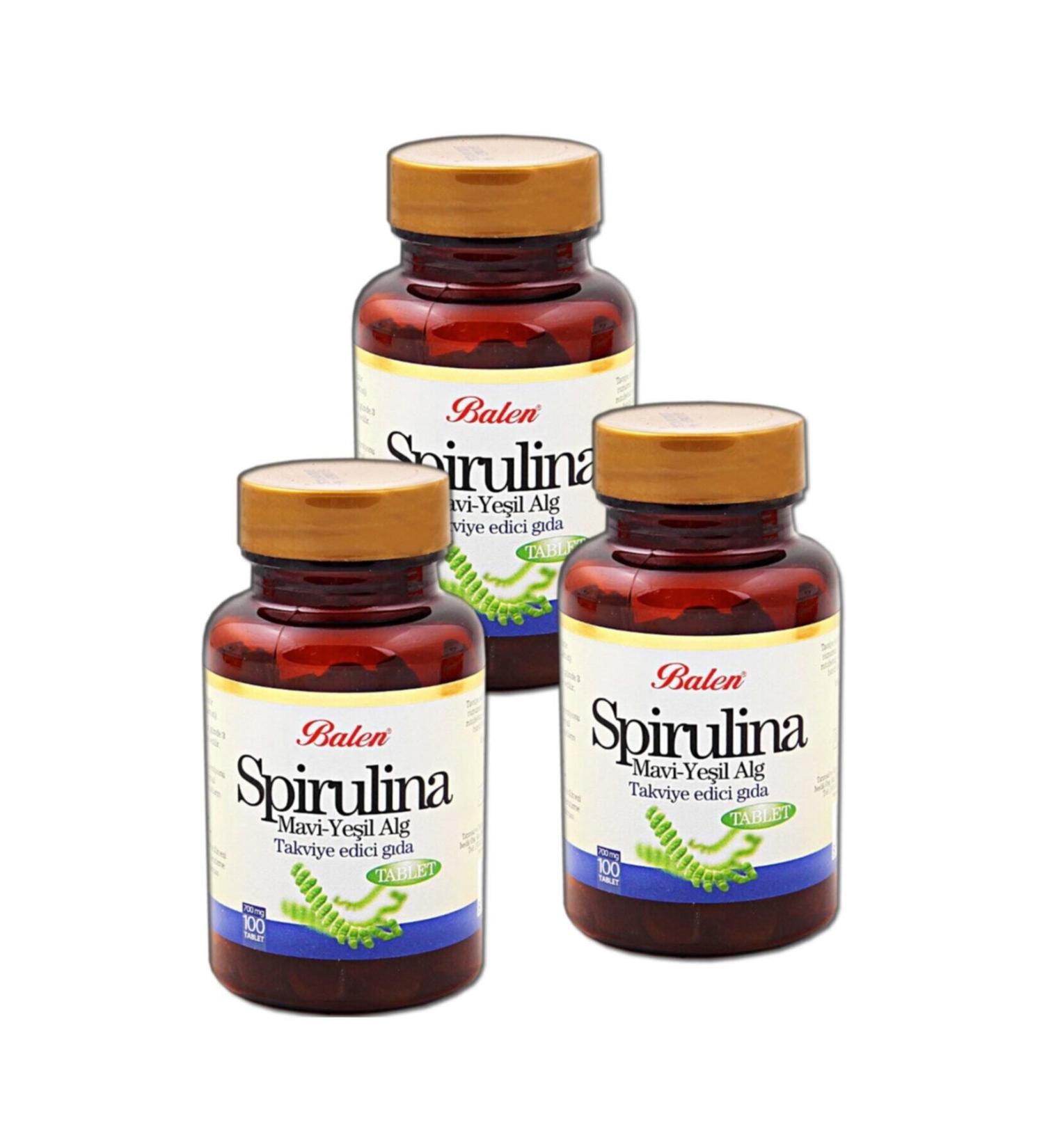 Balen 3 Pieces Balen Spirulina Tablets 100 Pieces 700 Mg Algae Pills