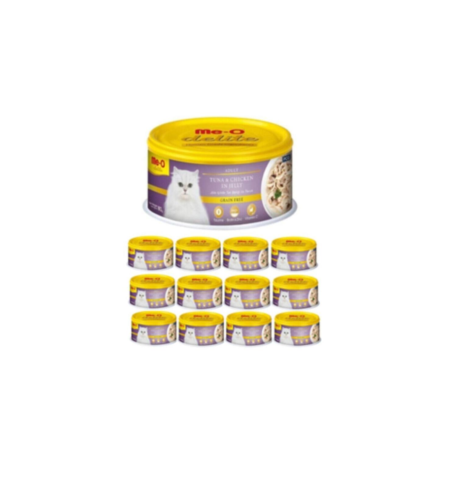 Me-o Delite Meo Delite Grain-free Jelly with Tuna and Chicken Adult Cat Canned Food 80 Gr X12 Expresspet