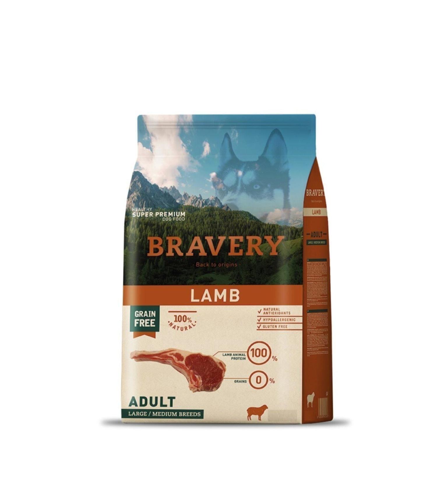 Braven Bravery Adult Lamb Grain-Free Lamb Meat Medium and Large Breed Adult Dog Food 4 Kg