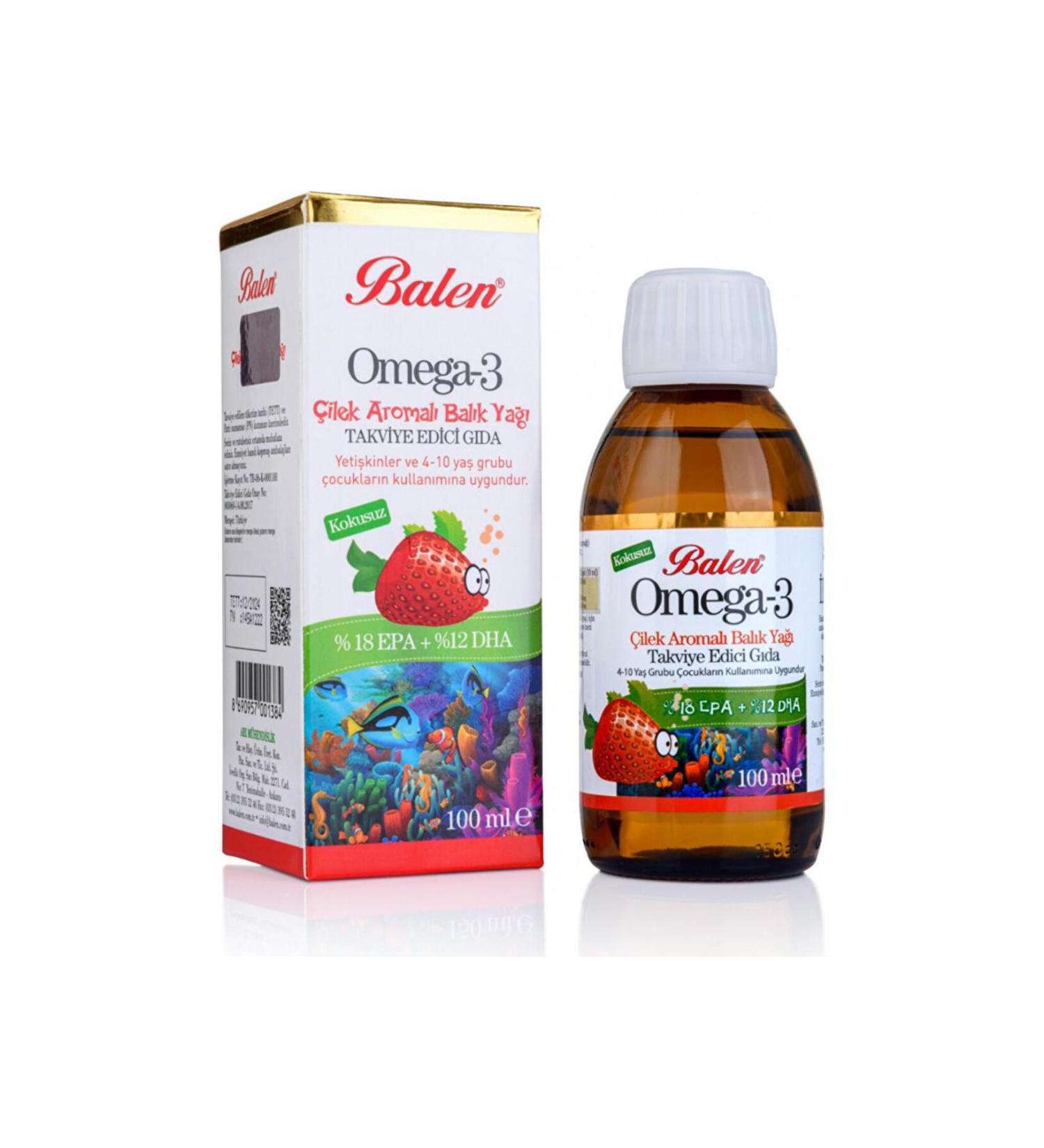 Balen Strawberry Flavored Omega 3 Fish Oil 100 Ml