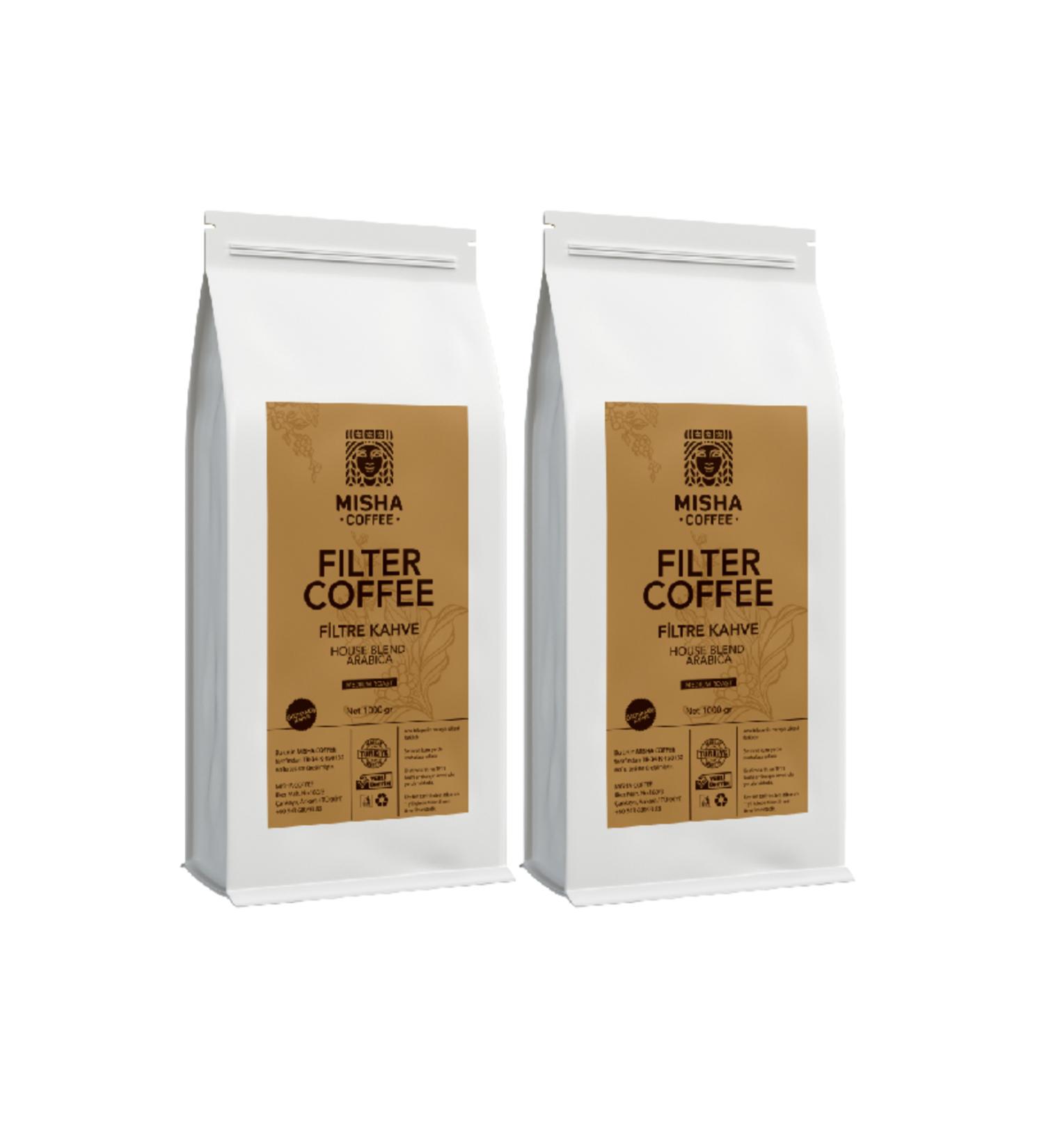 MISHA COFFEE Medium Roast Ground Filter Coffee 1000 gr x 2'li Advantage Package