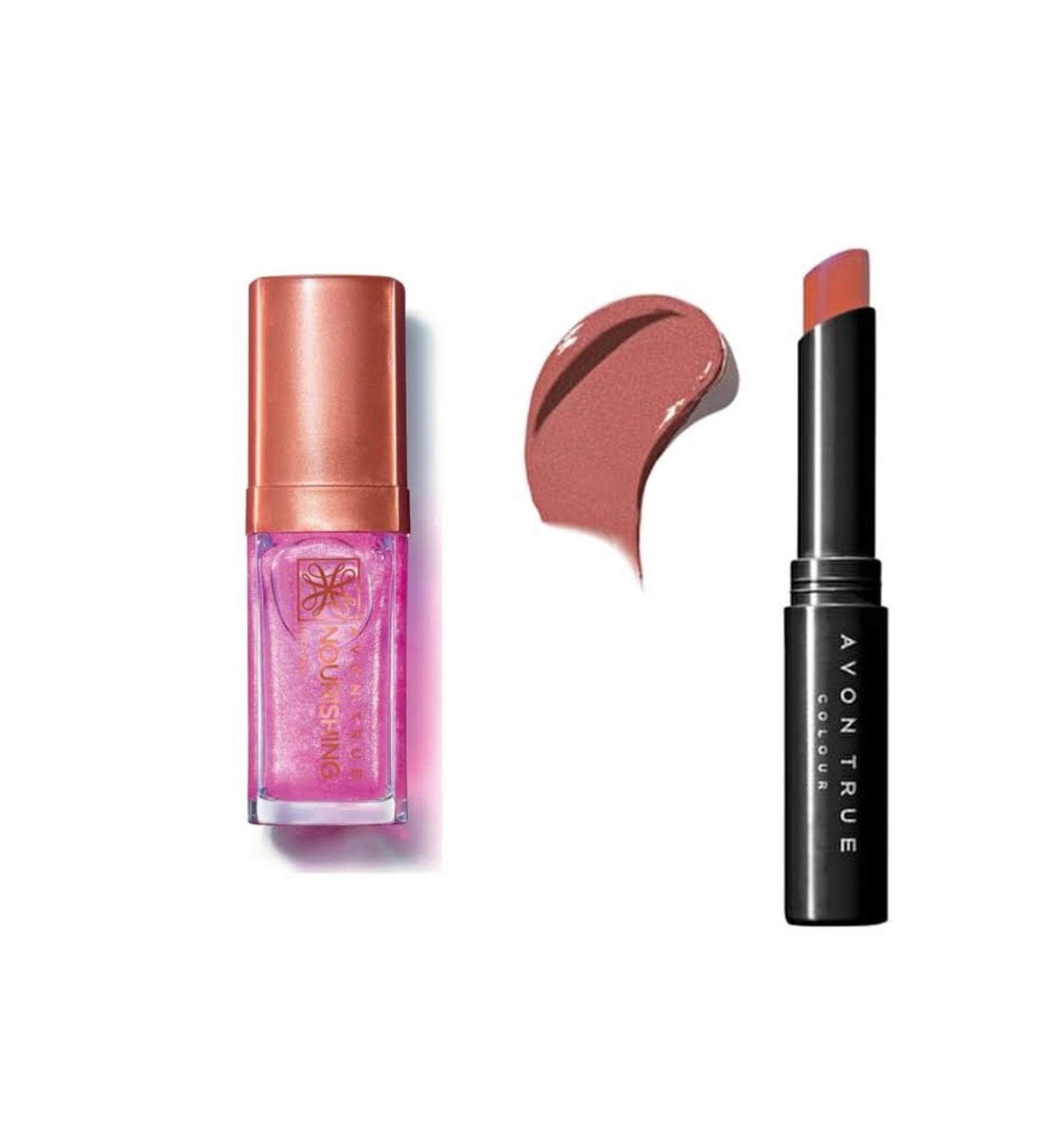 Avon Nourishing Lip Oil Shimmering Petal 7Ml and Avon Ultra Beauty Lipstick Totally Twig - Buy Online on GoSupps.com