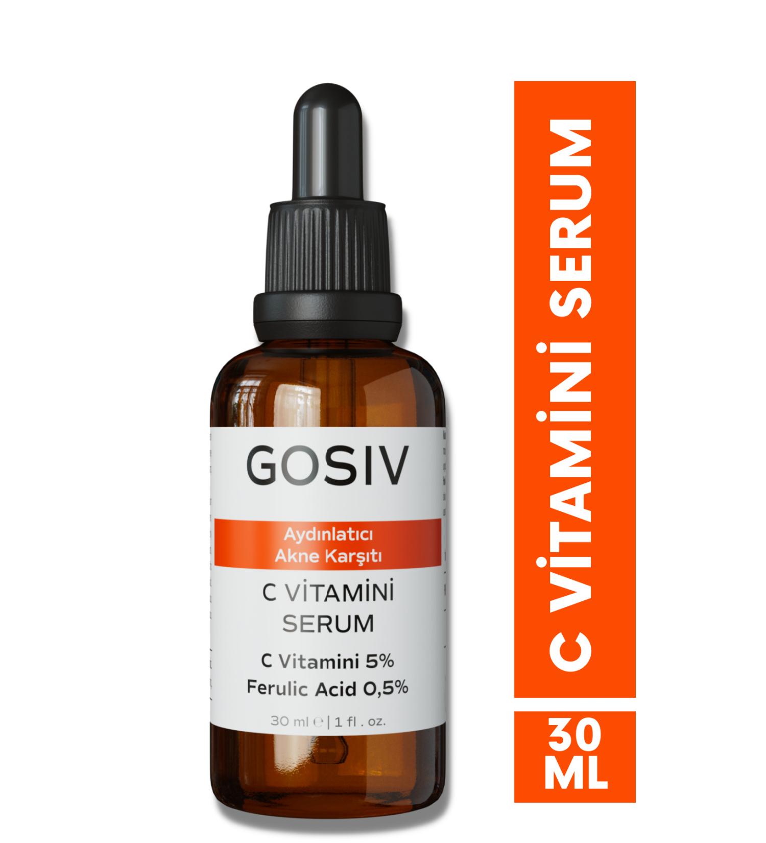 Gosiv Brightening and Acne Prone Skin Vitamin C Serum 30 ML (Vitamin C 5% + Ferulic Acid 0.5%) - Buy Online on GoSupps.com