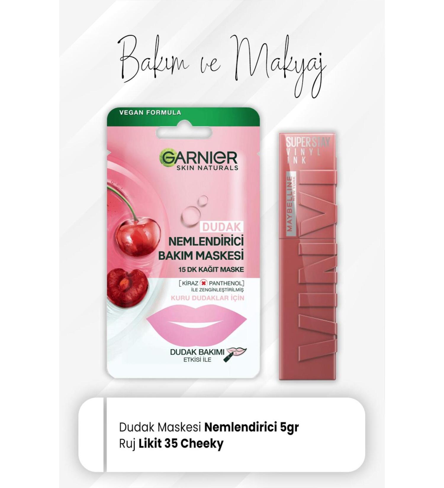 Garnier Lip Care Mask and Super Stay Ink Liquid Lipstick 35 Cheeky