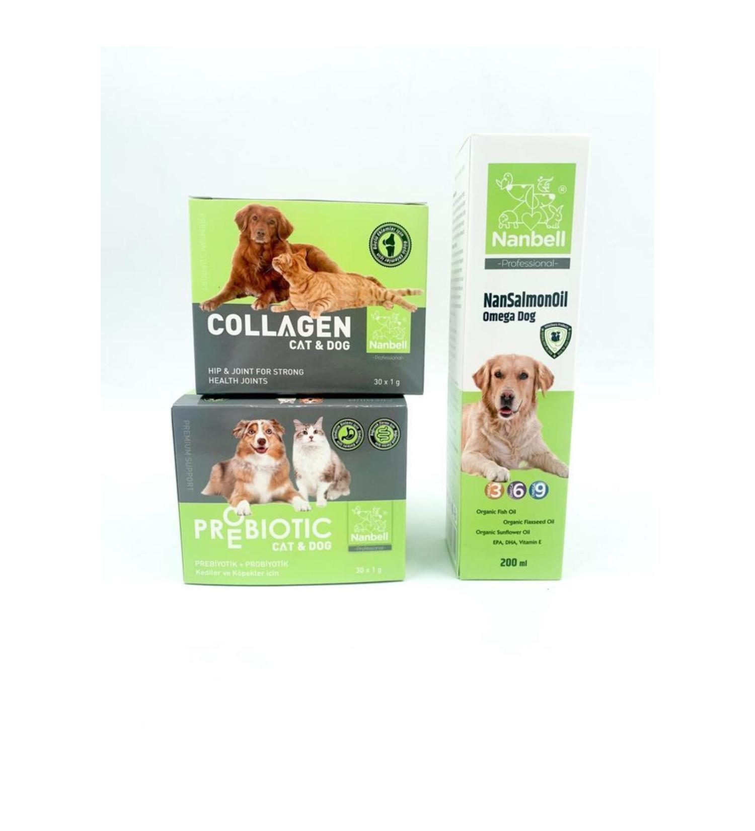 Nanbell For Dogs Omega3-6-9 + Prebiotic 30x1gr + Collagen 30x1gr
