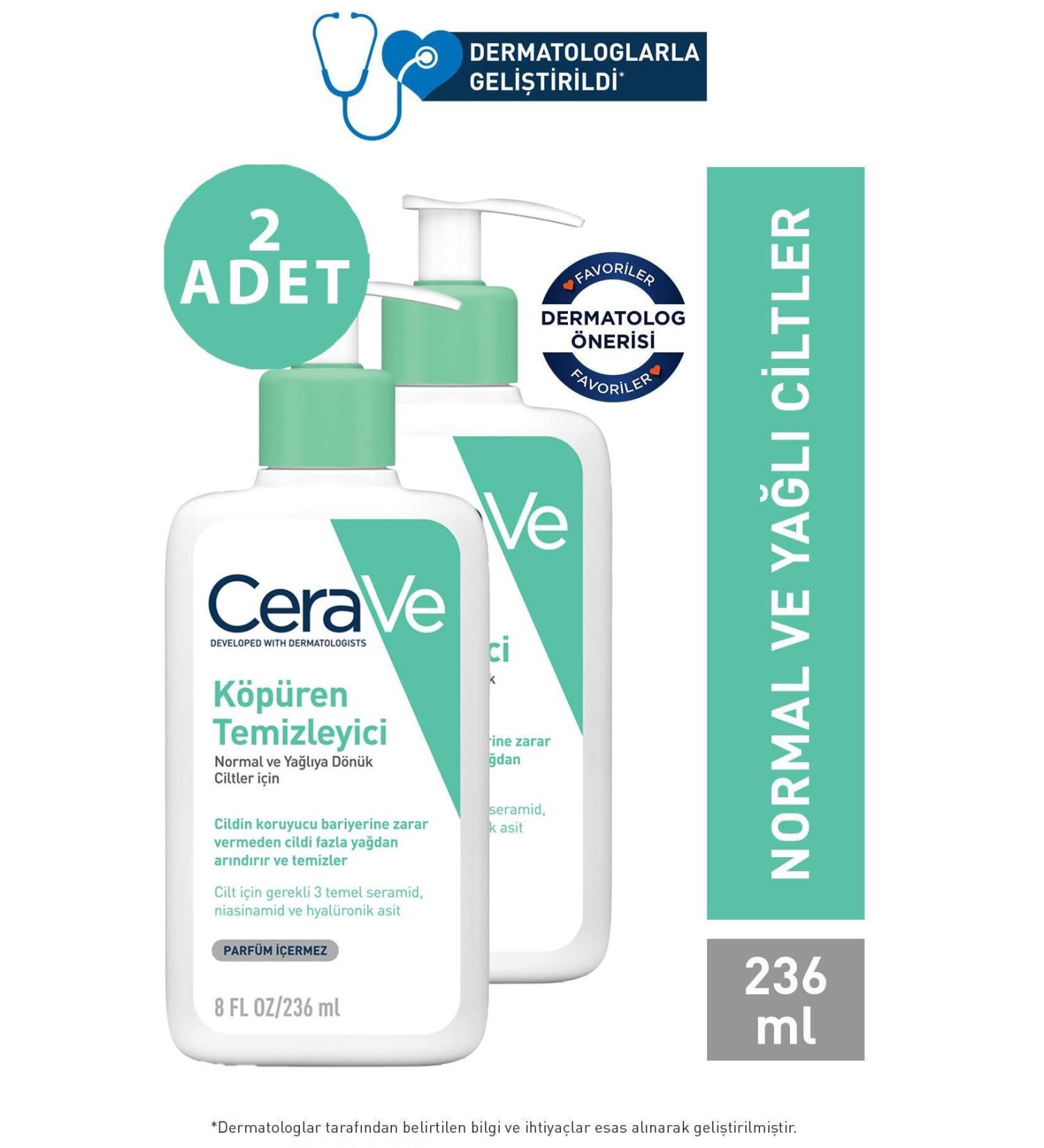 CeraVe Foaming Cleanser For Normal & Oily Skin 236 ml 2 Pieces - Buy Online on GoSupps.com