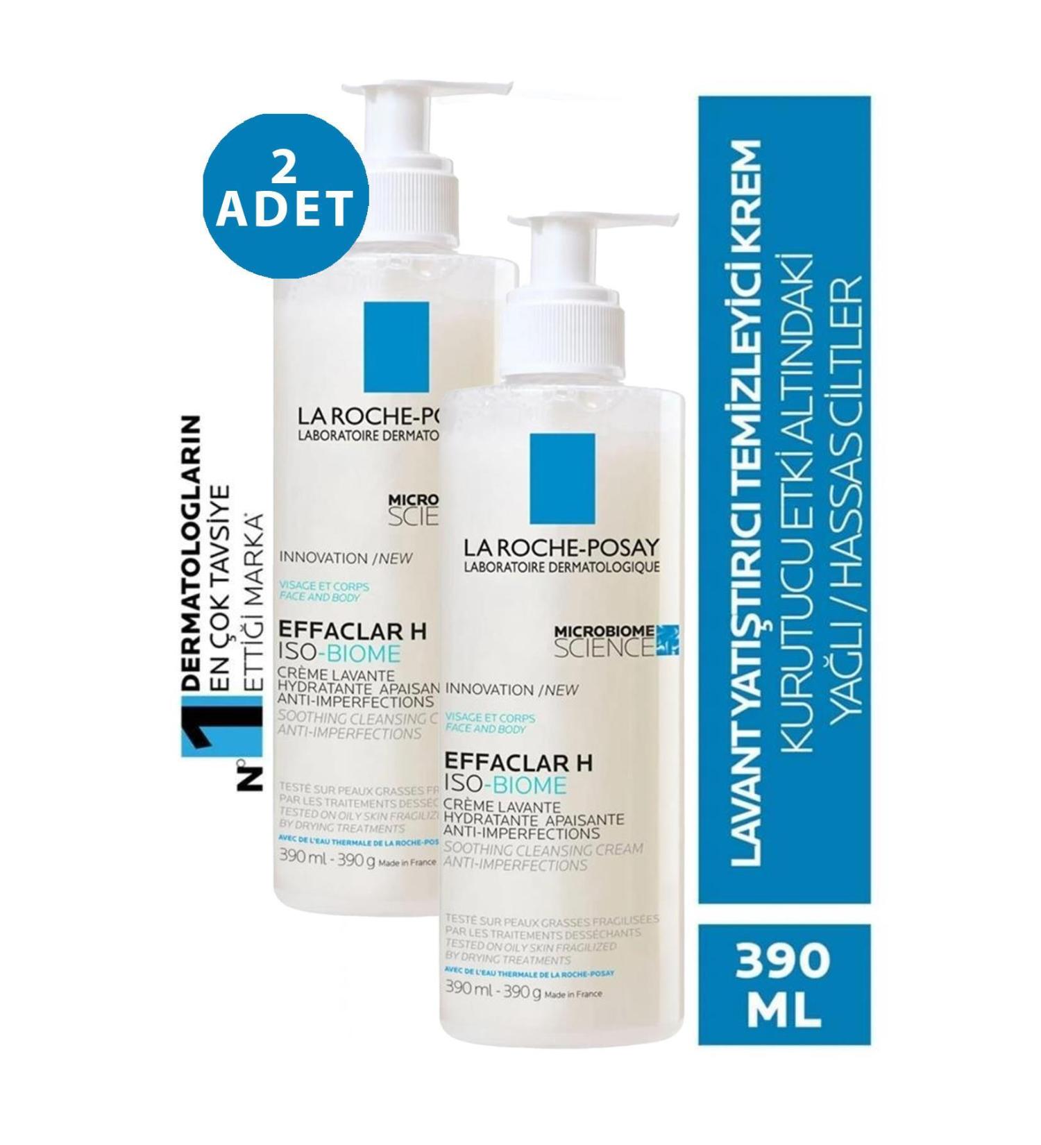 La Roche Posay Effaclar H Iso Biome Cleansing Cream 390 ml 2 Pieces