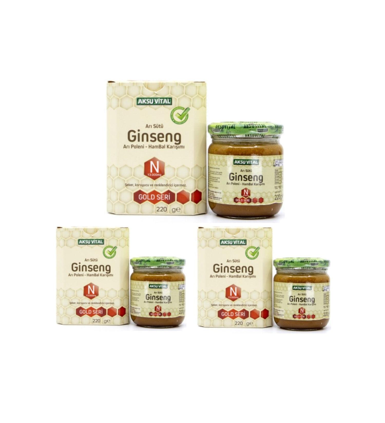 Aksu Vital Aksuvital Ginseng Royal Jelly Honey Pollen (n) 13 000 mg x 3 Pieces