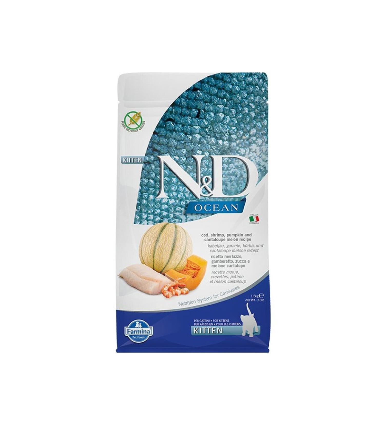 & D Grain Free Cod & Melon & Shrimp Kitten Cat Food 1.5 kg