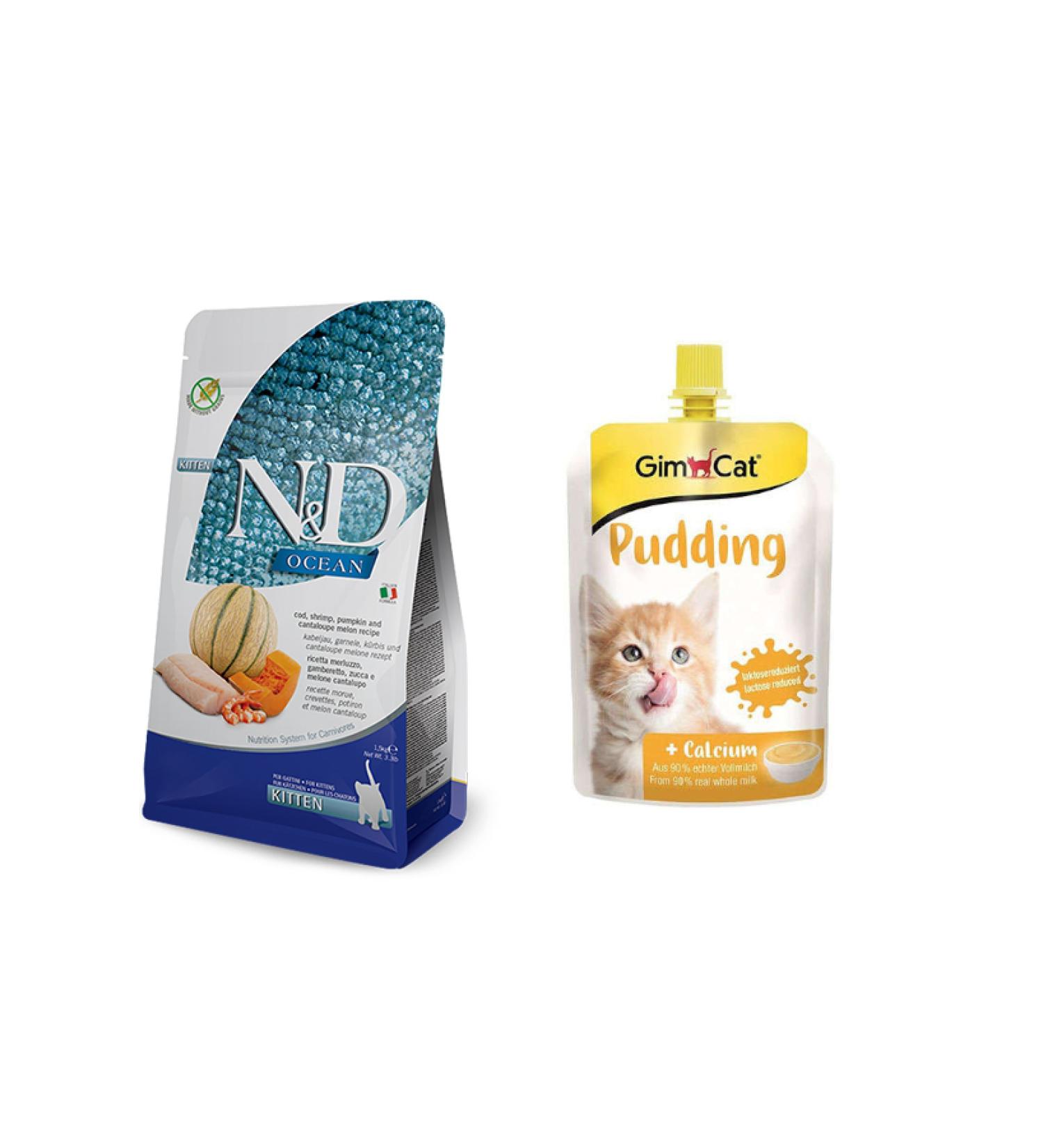 N & D Kitten Cod Cat Food 1.5 kg + Gimcat Pudding 150 gr