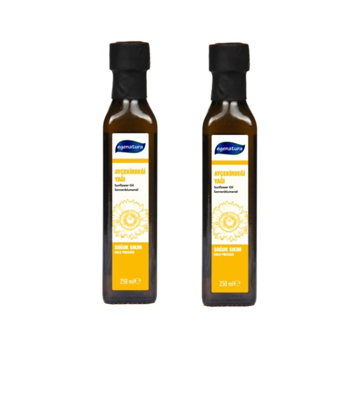 egenatura Sunflower Seed Oil 2x250 Ml - Cold Pressed & Glass Bottle