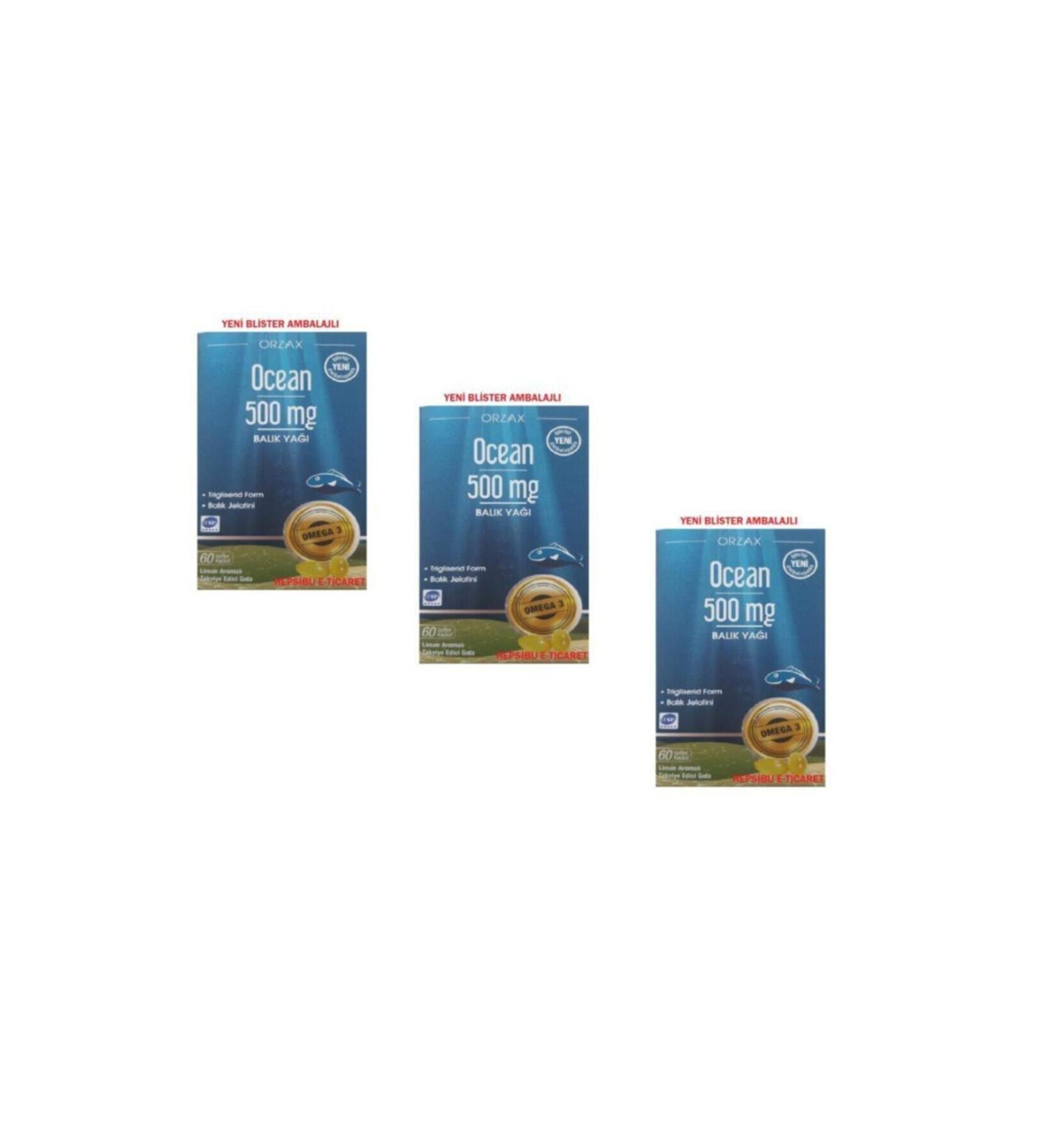 Ocean 500 Mg Omega-3 60 Capsules New Packaging Fish Oil 3 Pieces Skt:02/23