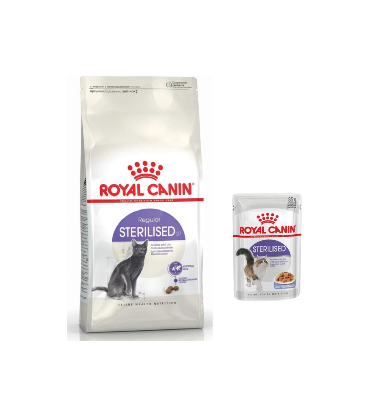 Royal Canin Sterilised 37 Neutered Cat Food 2 kg and Sterilised Neutered Cat Wet Food 85 gr 1 Piece