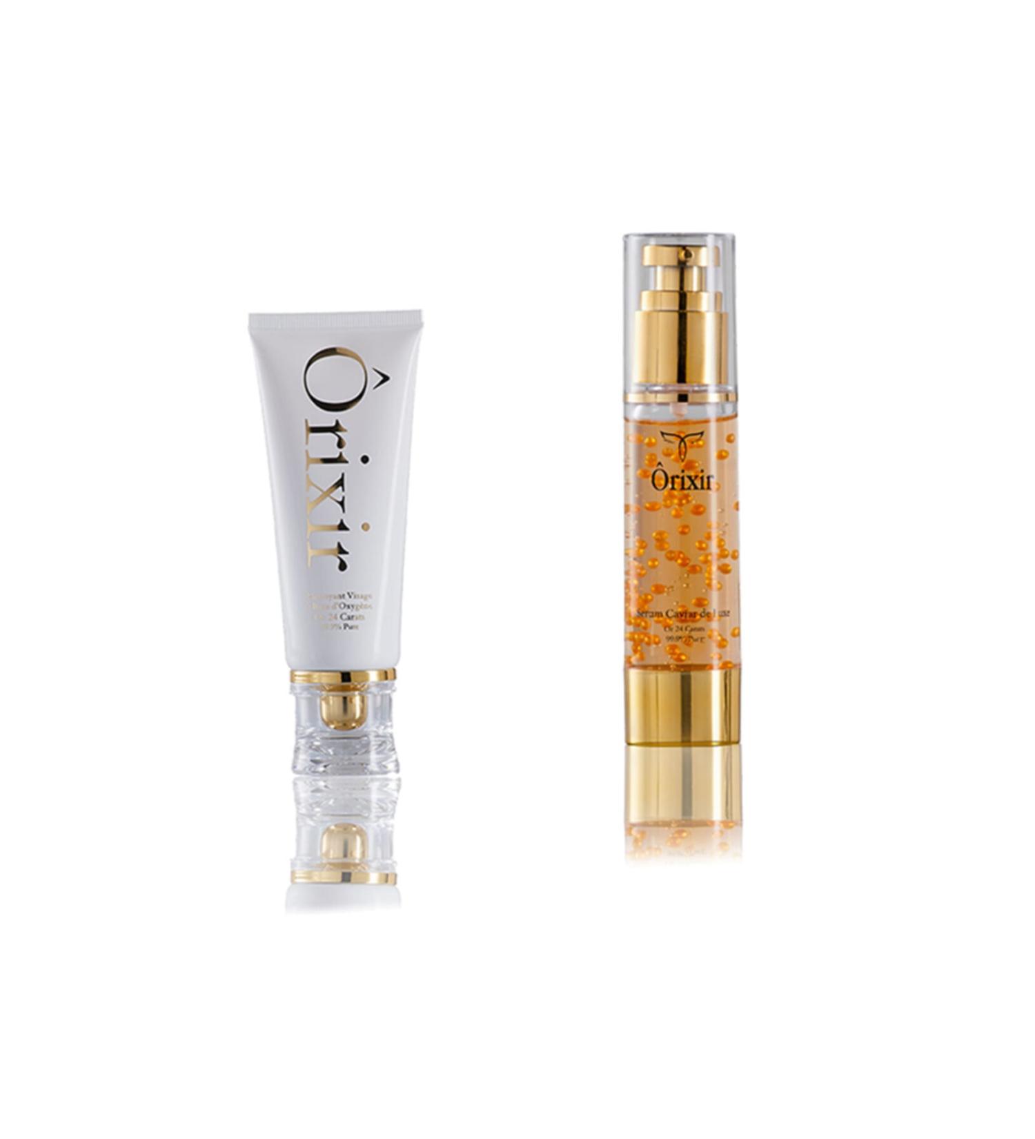 Orixir Pure Energy Kit 24 Carat Pure Gold and Oxygen Based Facial Cleanser and Luxury Caviar Serum