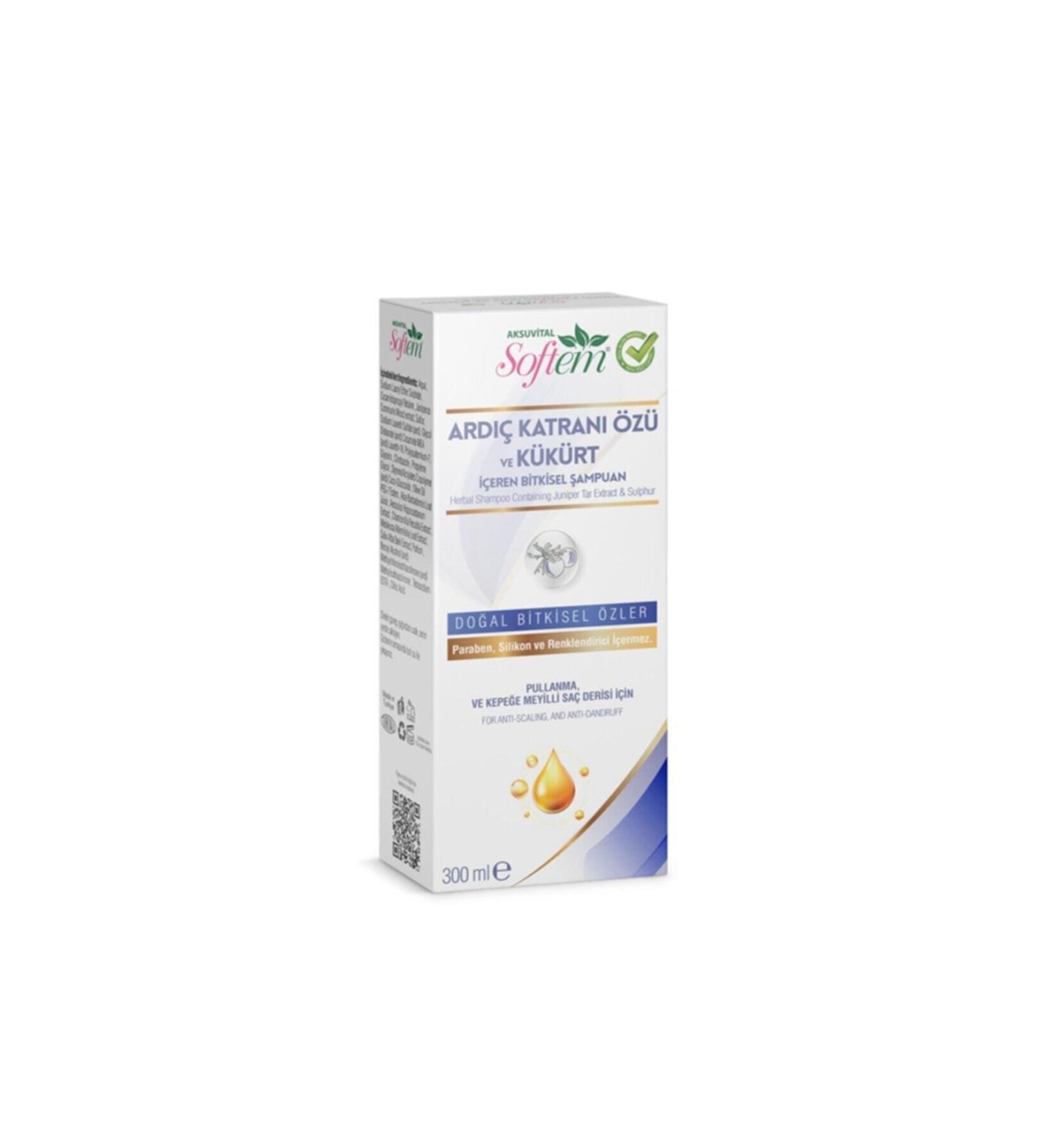 Softem Herbal Shampoo Containing Juniper Tar Extract and Sulfur 300 ml