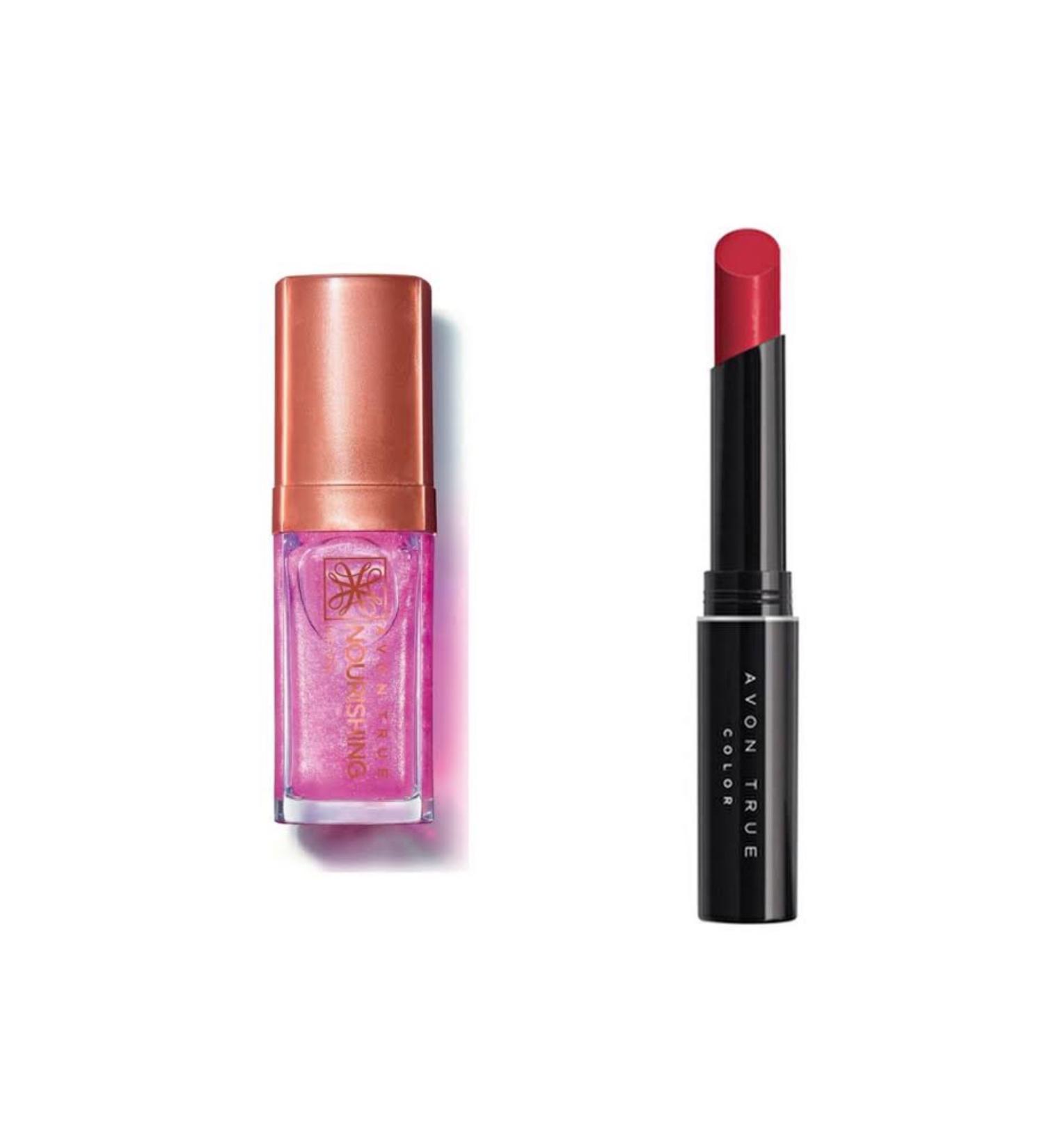 Avon Nourishing Lip Oil Shimmering Petal 7Ml and Avon Ultra Beauty Lipstick Stylo Forever Pink 2 pack - Buy Online on GoSupps.com
