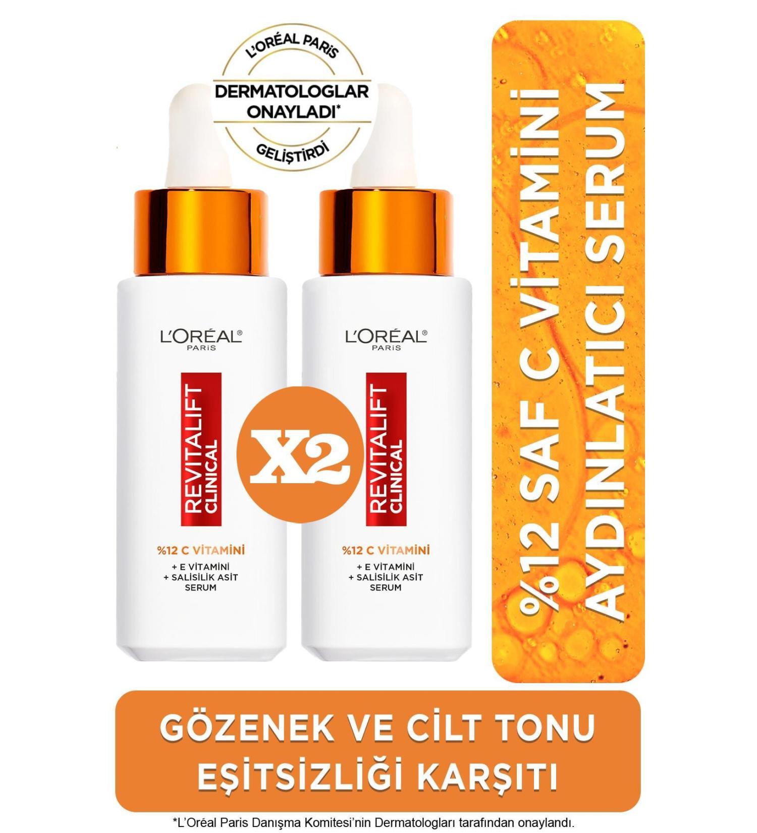 L'Oreal Paris Revitalift Clinical Pure Vitamin C Brightening Serum 30 ml 2 Pieces - Buy Online on GoSupps.com