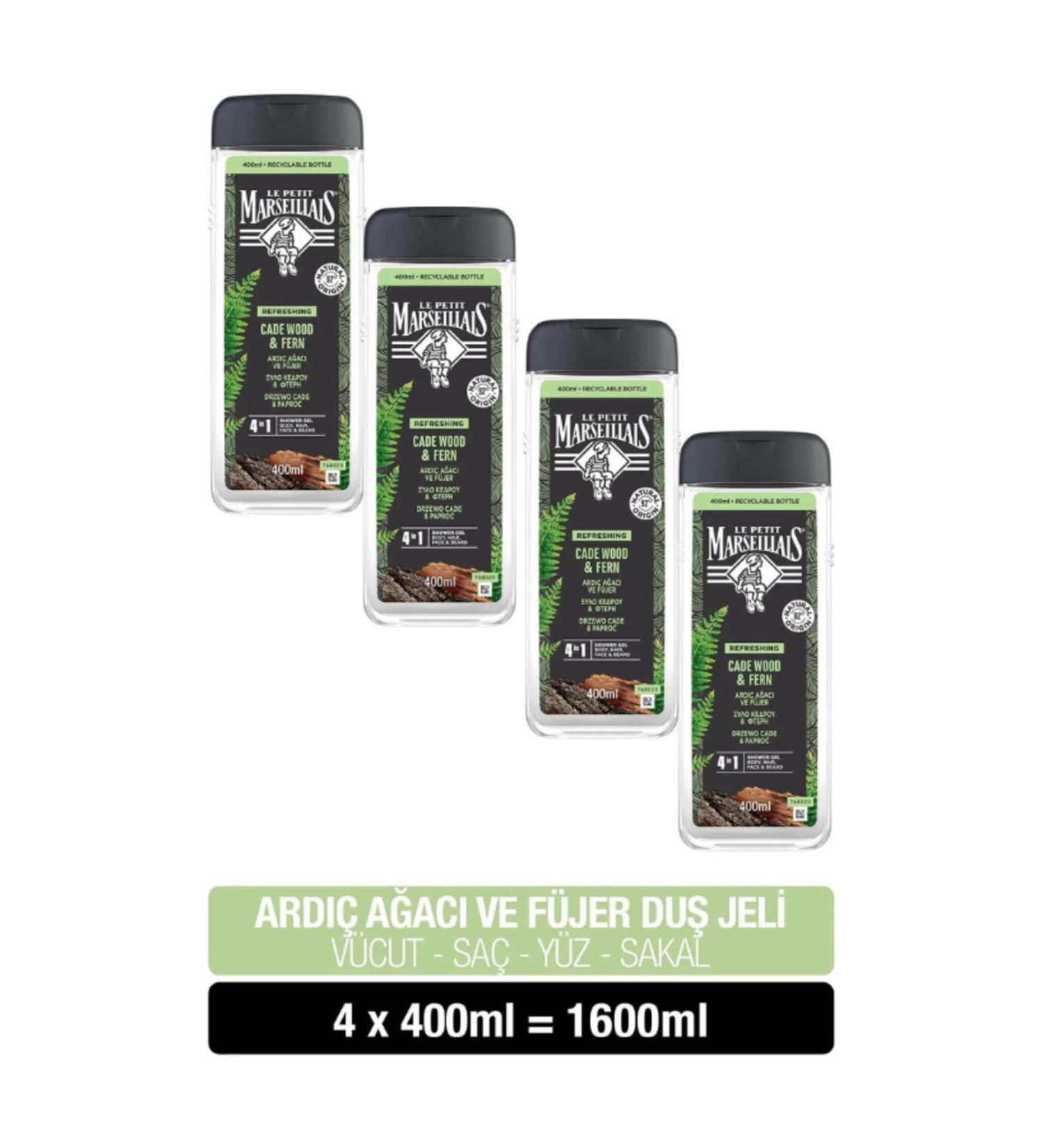 Le Petit Marseillais LPM Men Juniper Tree & Fougere Shower Gel 400 ml x4