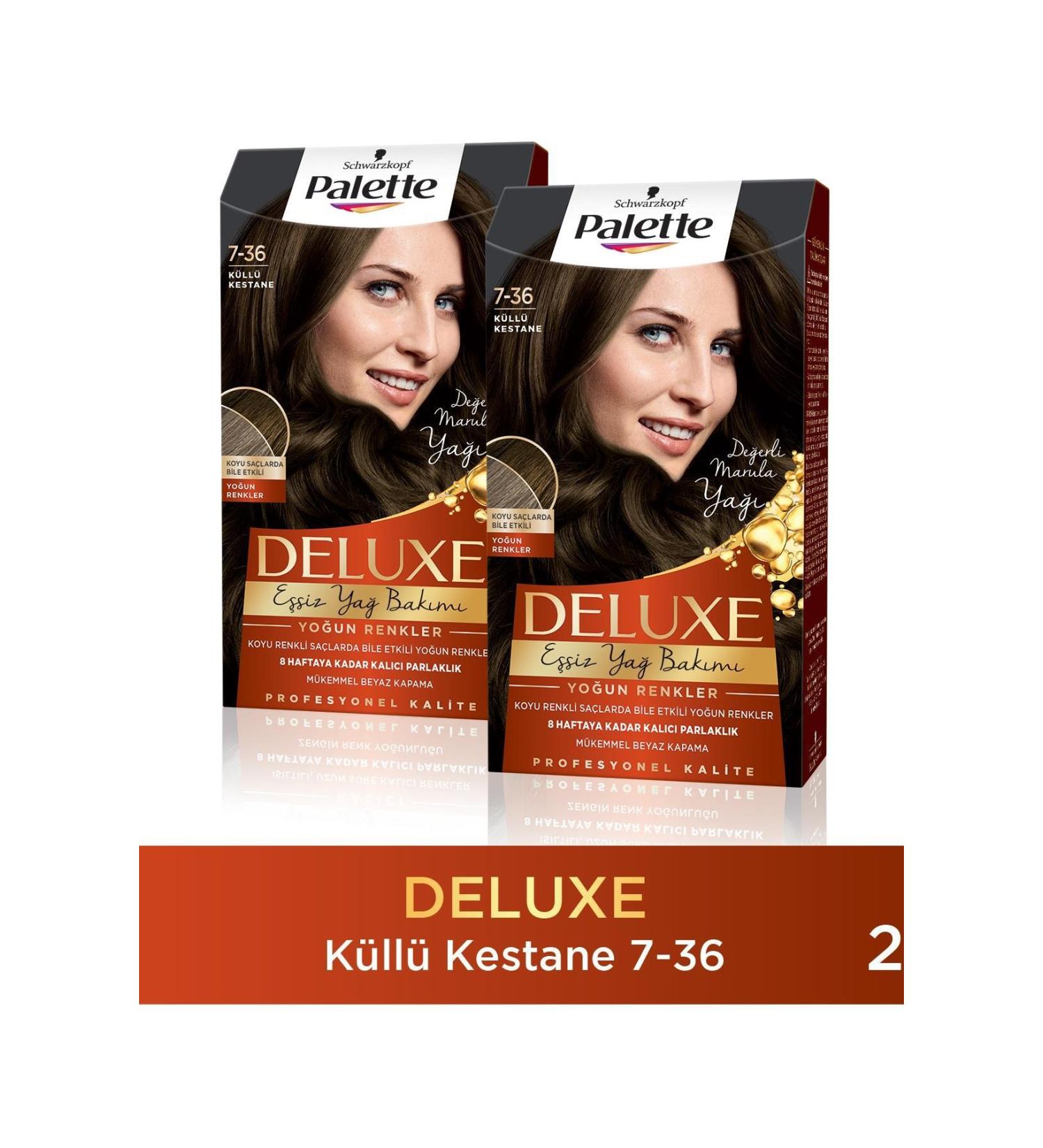 Palette Deluxe Hair Dye Intense Colors 7-36 Ash Chestnut X 2 Pieces