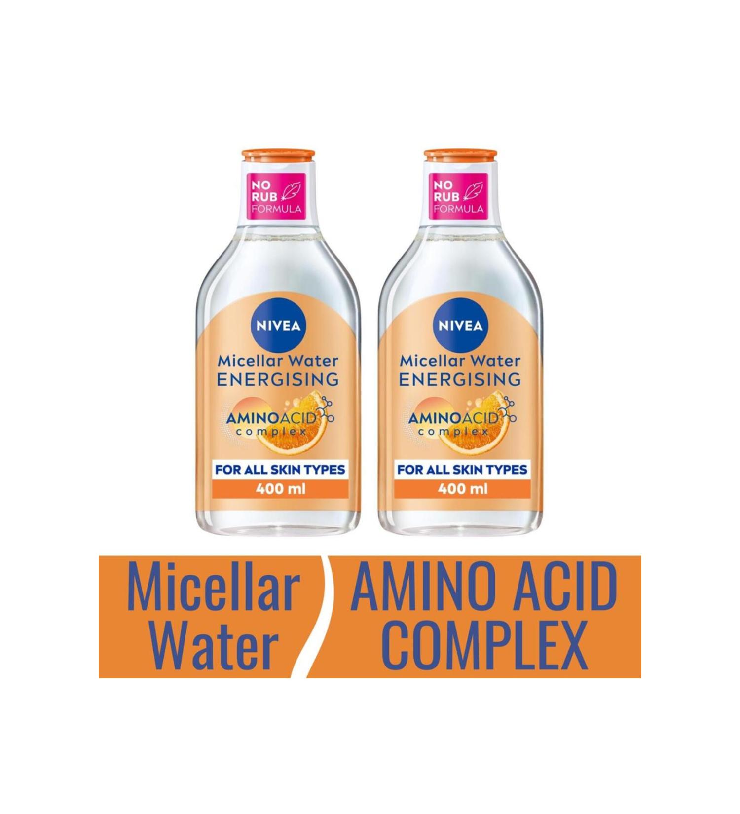 NIVEA Micellar Make-Up Remover AMINO ACID COMPLEX 400ml - FACE EYE LIP CLEANSING X 2 - Buy Online on GoSupps.com