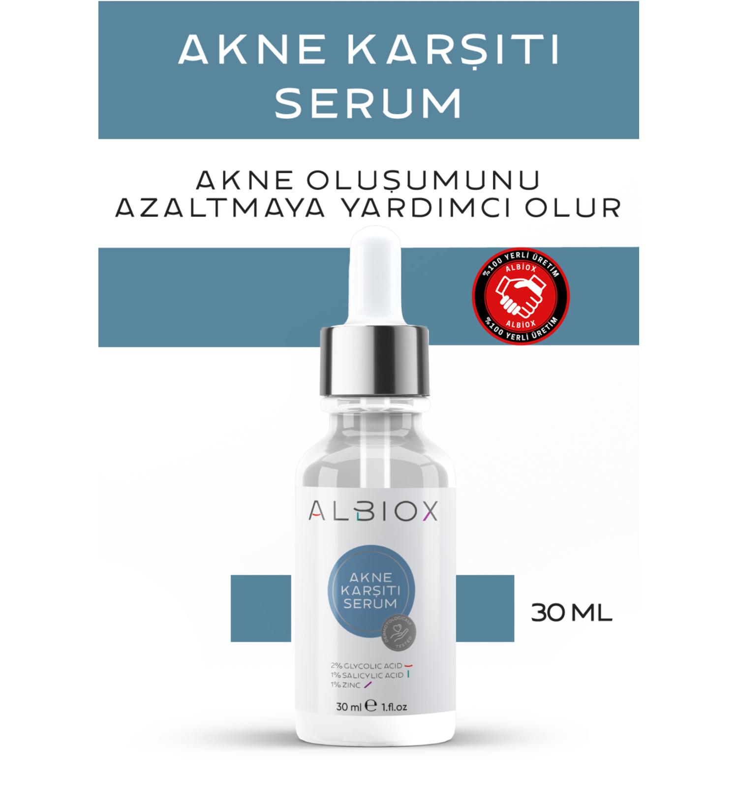Albiox Anti-Acne Skin Serum (Glycolic Acid + Salicylic Acid + Zinc) 30 Ml - Buy Online on GoSupps.com