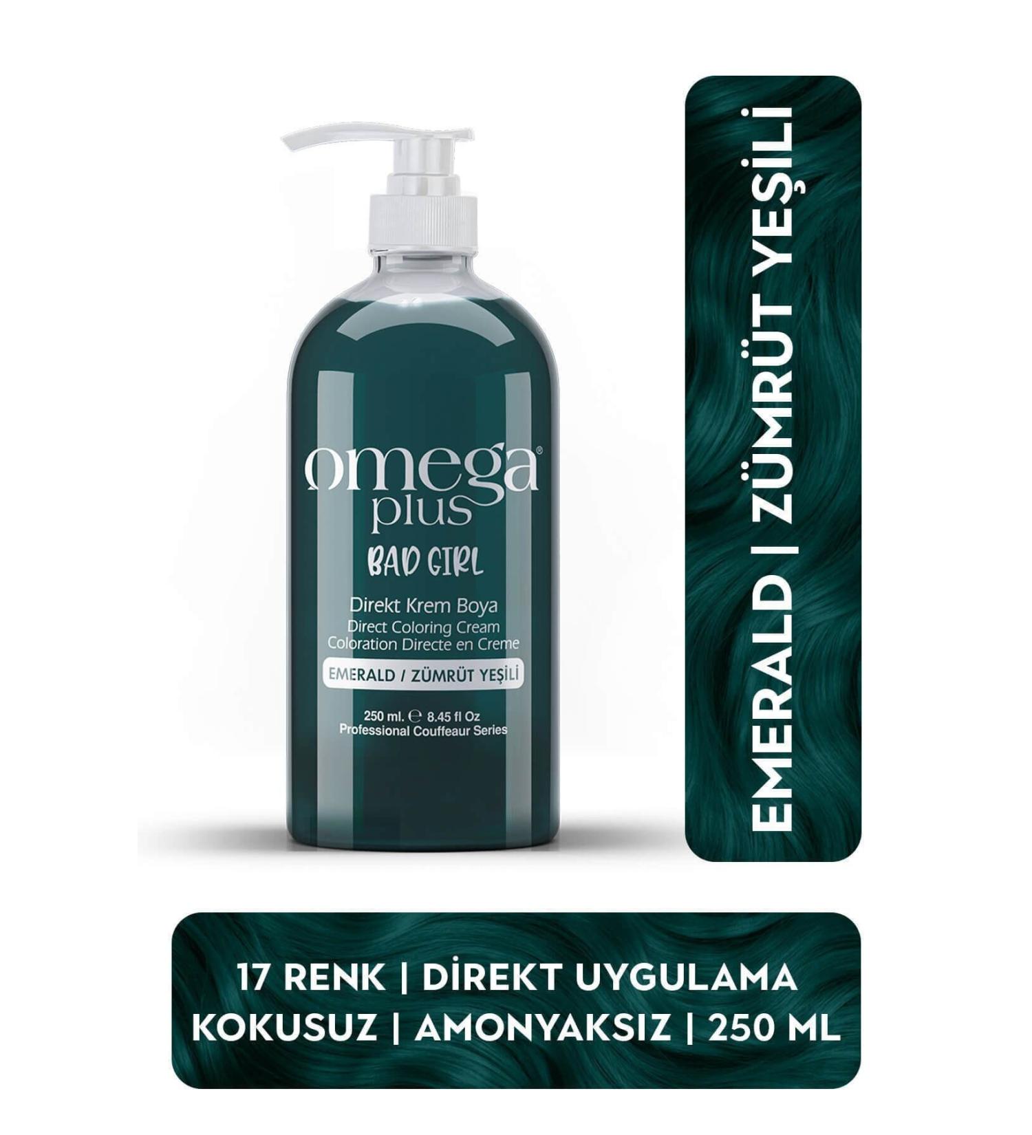 Omega Plus Bad Girl EMERALD GREEN Ammonia Free Color Hair Dye 250ML - Buy Online on GoSupps.com