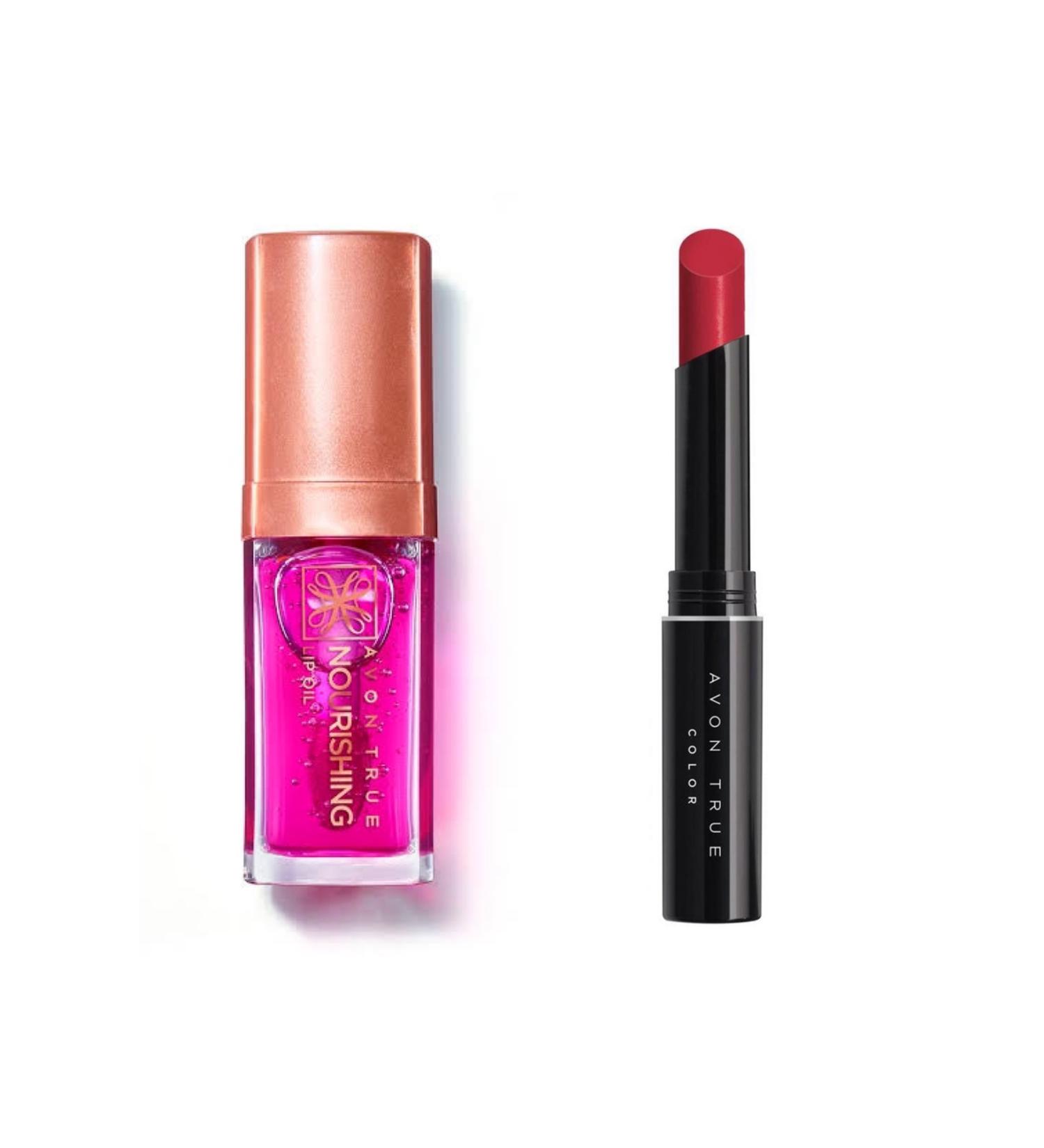Avon True Nourishing Lip Oil 7 Ml. Blossom and Avon Ultra Beauty Lipstick Stylo Eternal Flame set of 2 - Buy Online on GoSupps.com