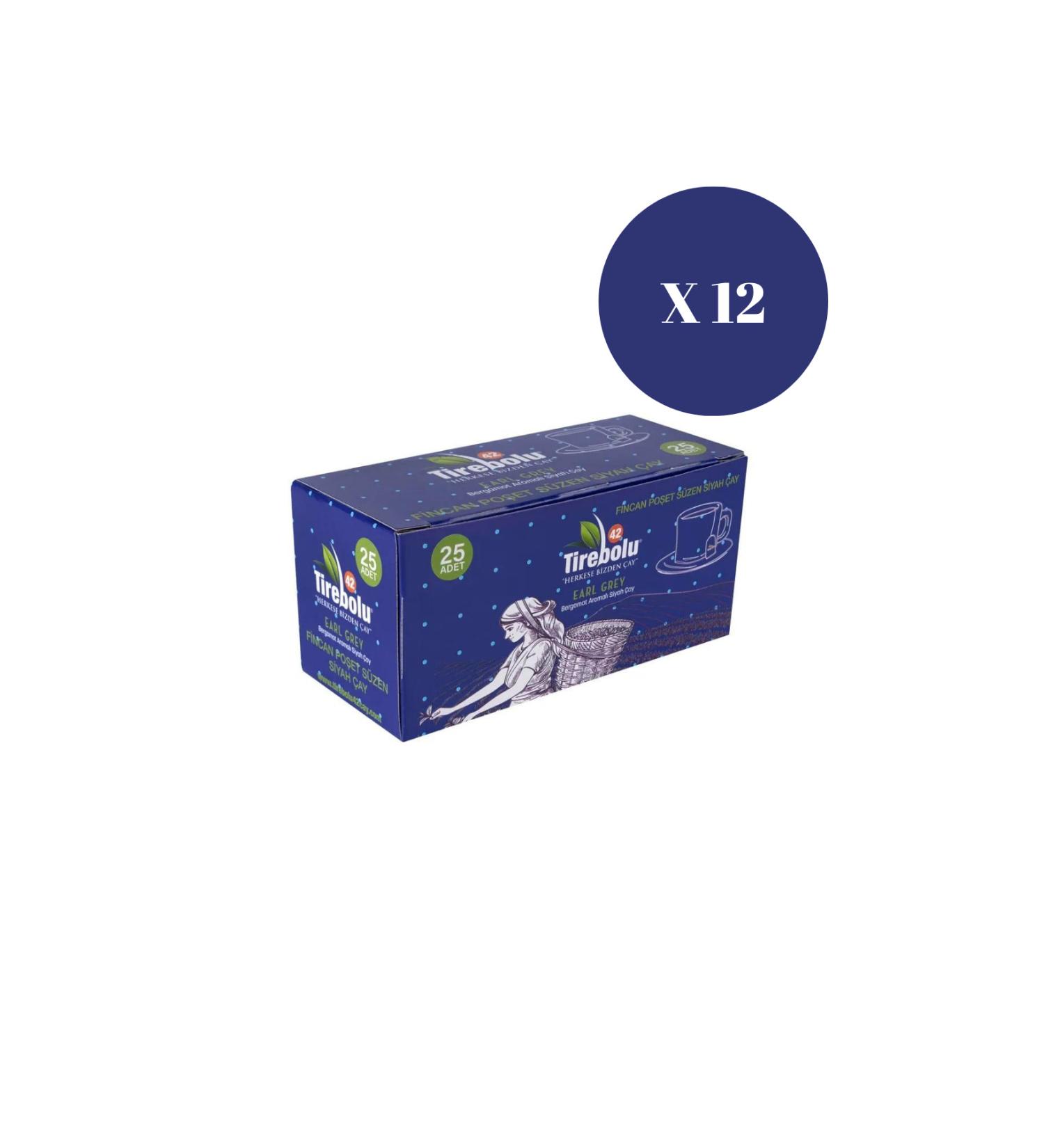 Tirebolu 42 Earl Grey Bergamot Flavored 25 Cup Tea Bag X 12