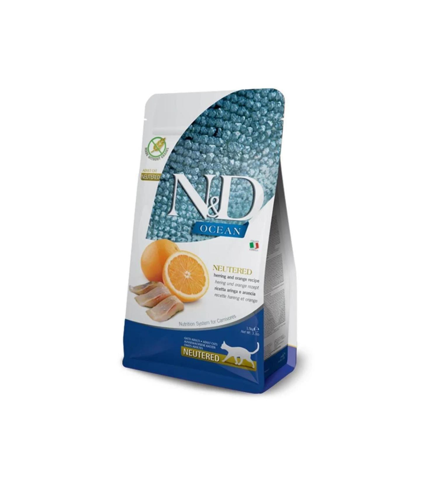 N & D ND Ocean Grain-Free Herring & Orange Cat Food 1.5 Kg