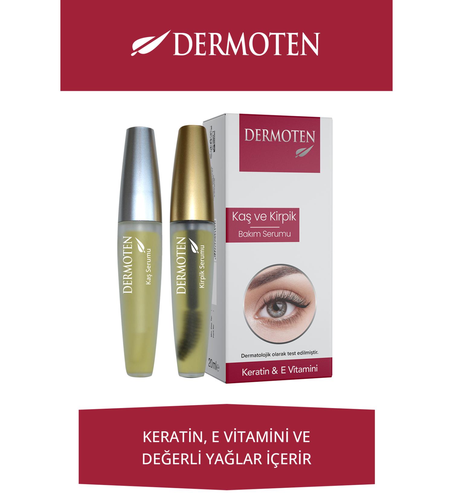 Dermoten Eyebrow & Eyelash Care Serum Keratin Vitamin E and Natural Oil 20 ml - Buy Online on GoSupps.com