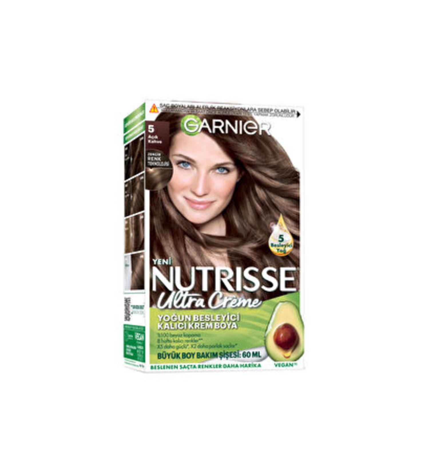 Garnier ( 2 PIECES ) Garnier Nutrisse Intensive Nourishing Permanent Cream Hair Dye 5 Light Brown
