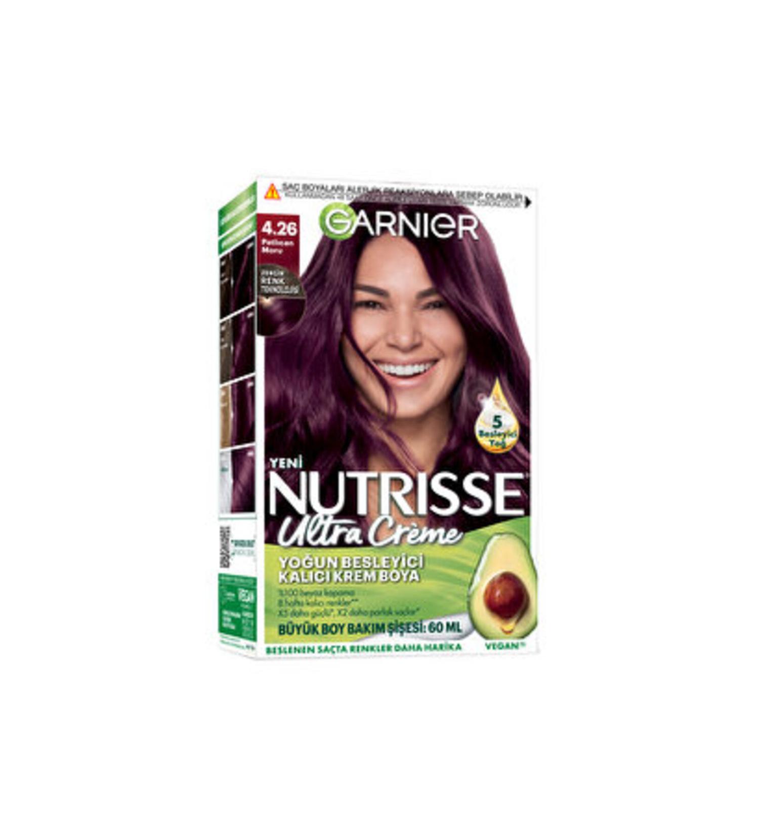 Garnier ( 2 PIECES ) Garnier Nutrisse Intensive Nourishing Permanent Cream Hair Dye 4.26 Eggplant Purple
