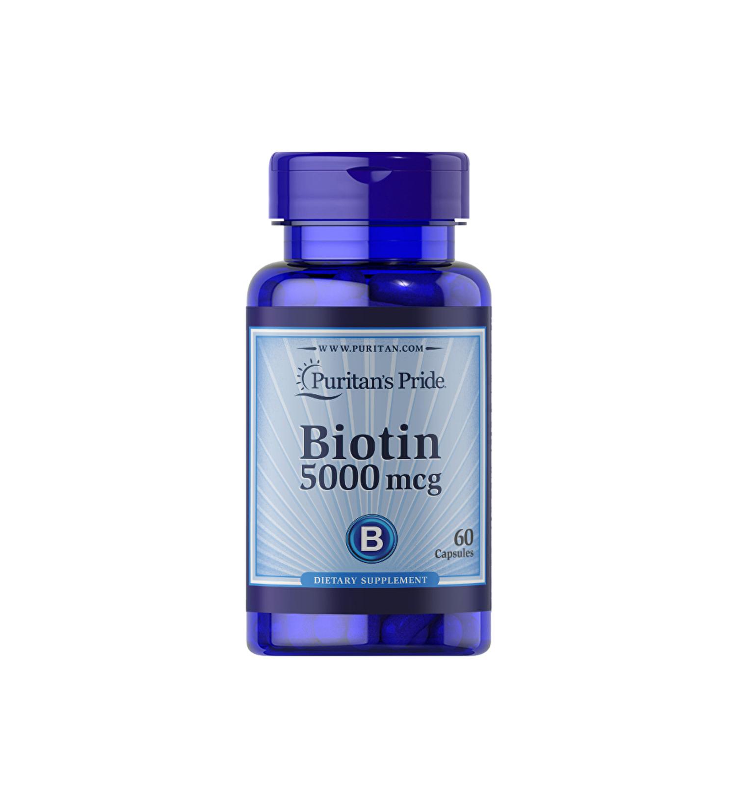 Puritan's Pride Biotin 5000 Mcg 60 Capsules - Buy Online on GoSupps.com