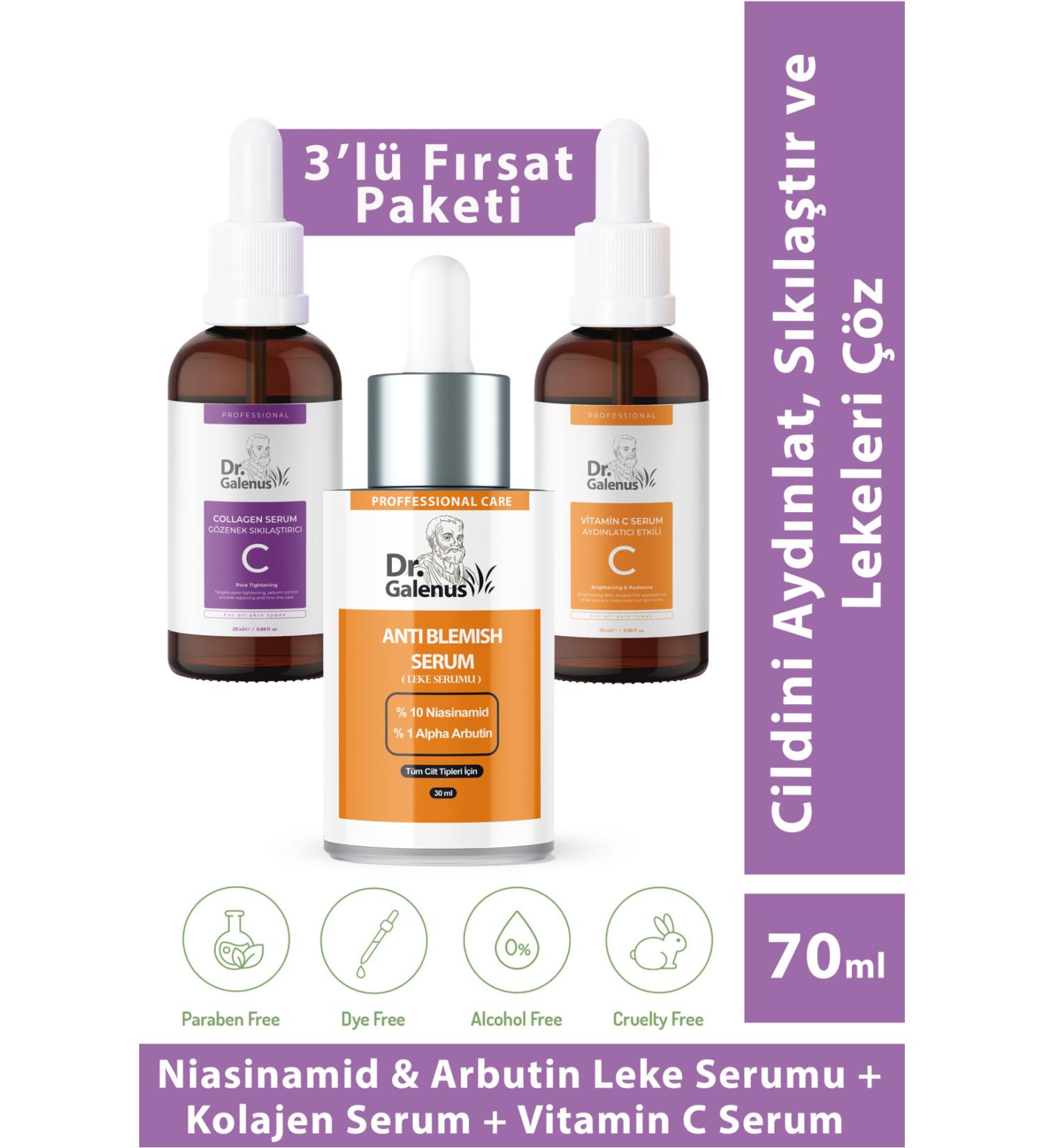 Dr. Galenus Vitamin C Collagen and Anti-Dark Spot Triple Care Serum Set (70 ML) - Buy Online on GoSupps.com