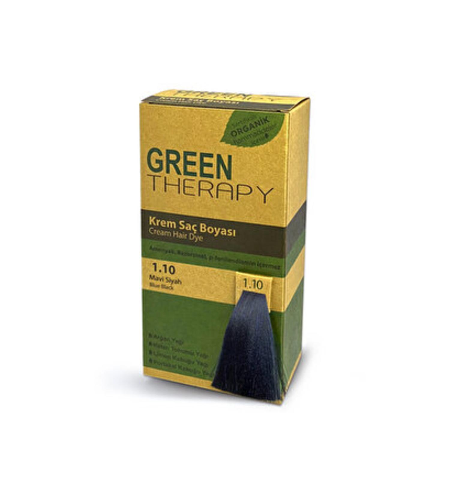 Green ( 2 PIECES ) Green Therapy Cream Hair Dye 1.10 Blue Black
