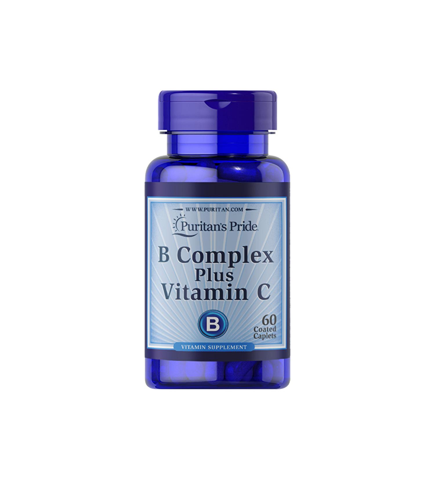 Puritan's Pride B Complex Plus Vitamin C 500 Mg 60 Tablets - Buy Online on GoSupps.com