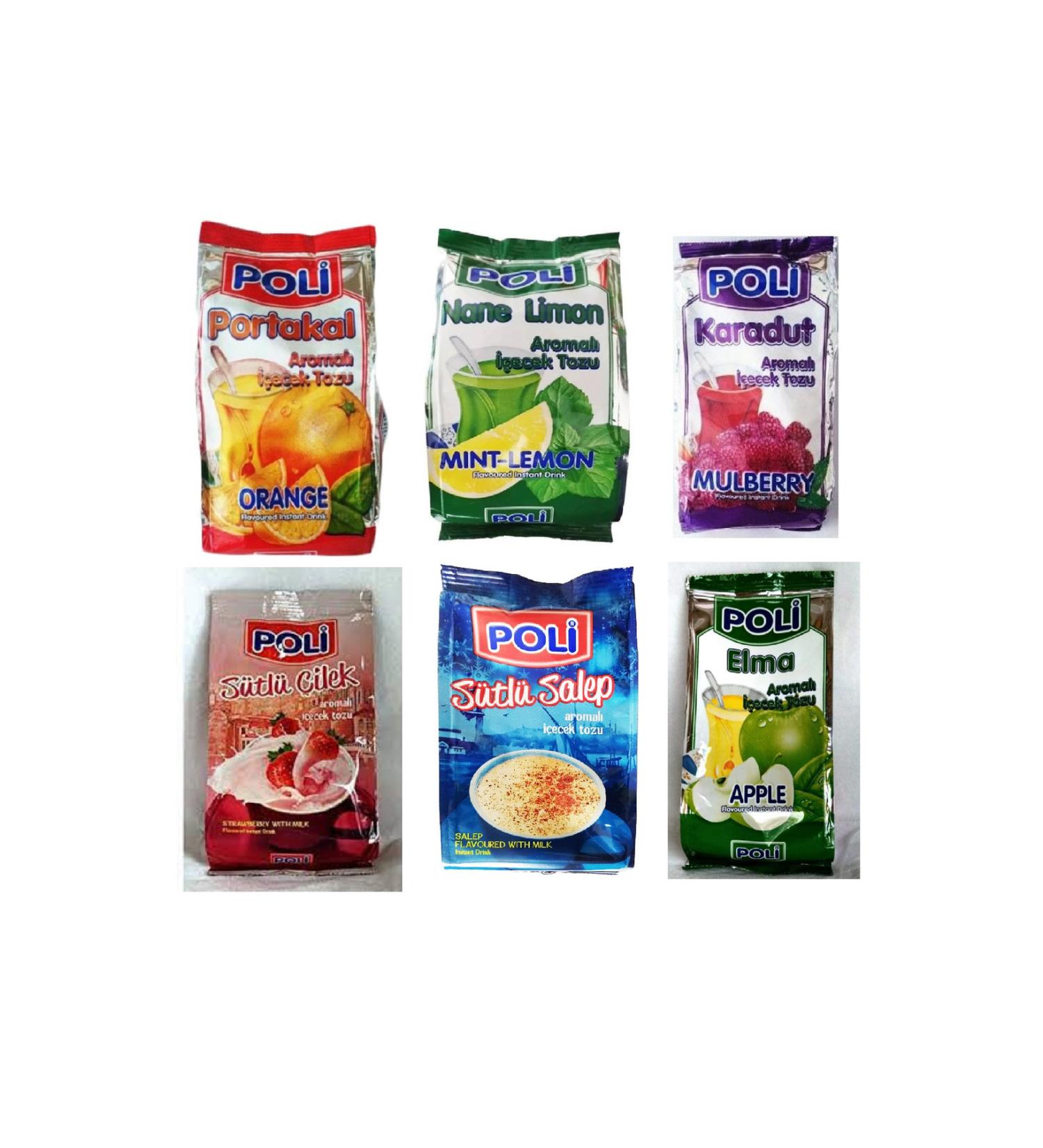 Poli Efsane Orange Mint Lemon Black Mulberry Milk Strawberry- Milk Salep Apple