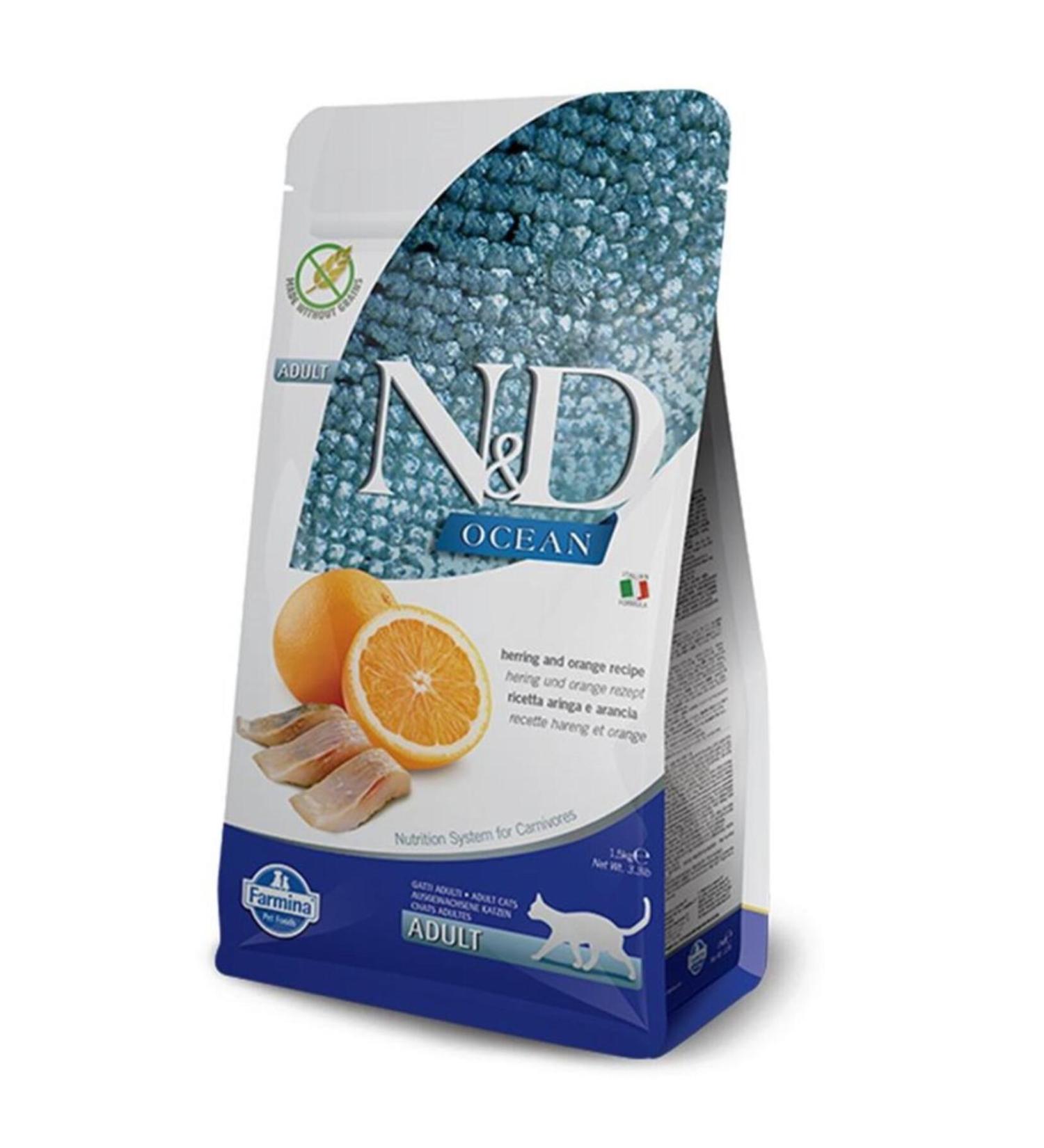 N & D ND Ocean Herring & Orange Cat Food 1.5 Kg