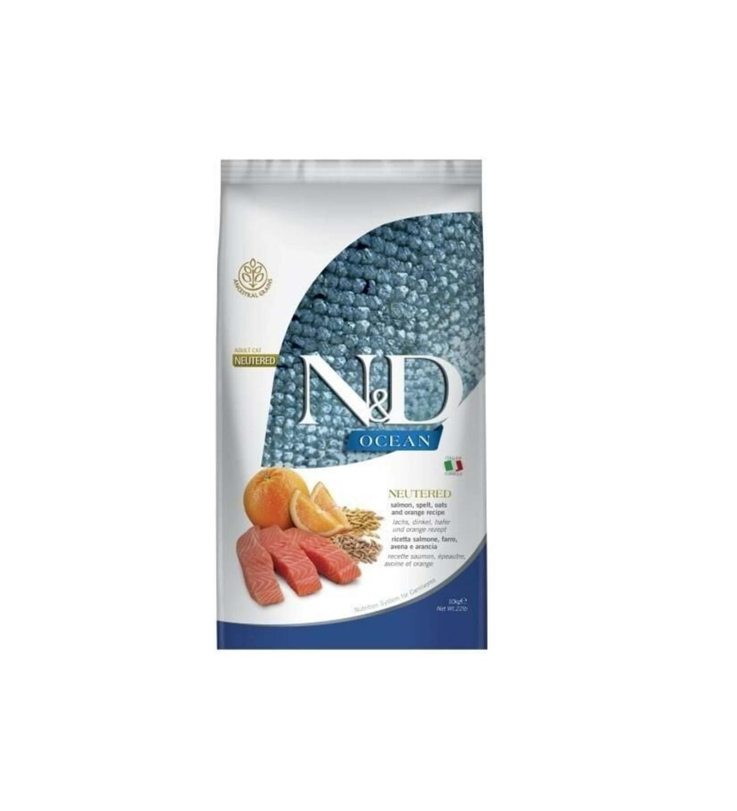 N & D N_D Low Grain Salmon Sterilized Cat Food 10Kg