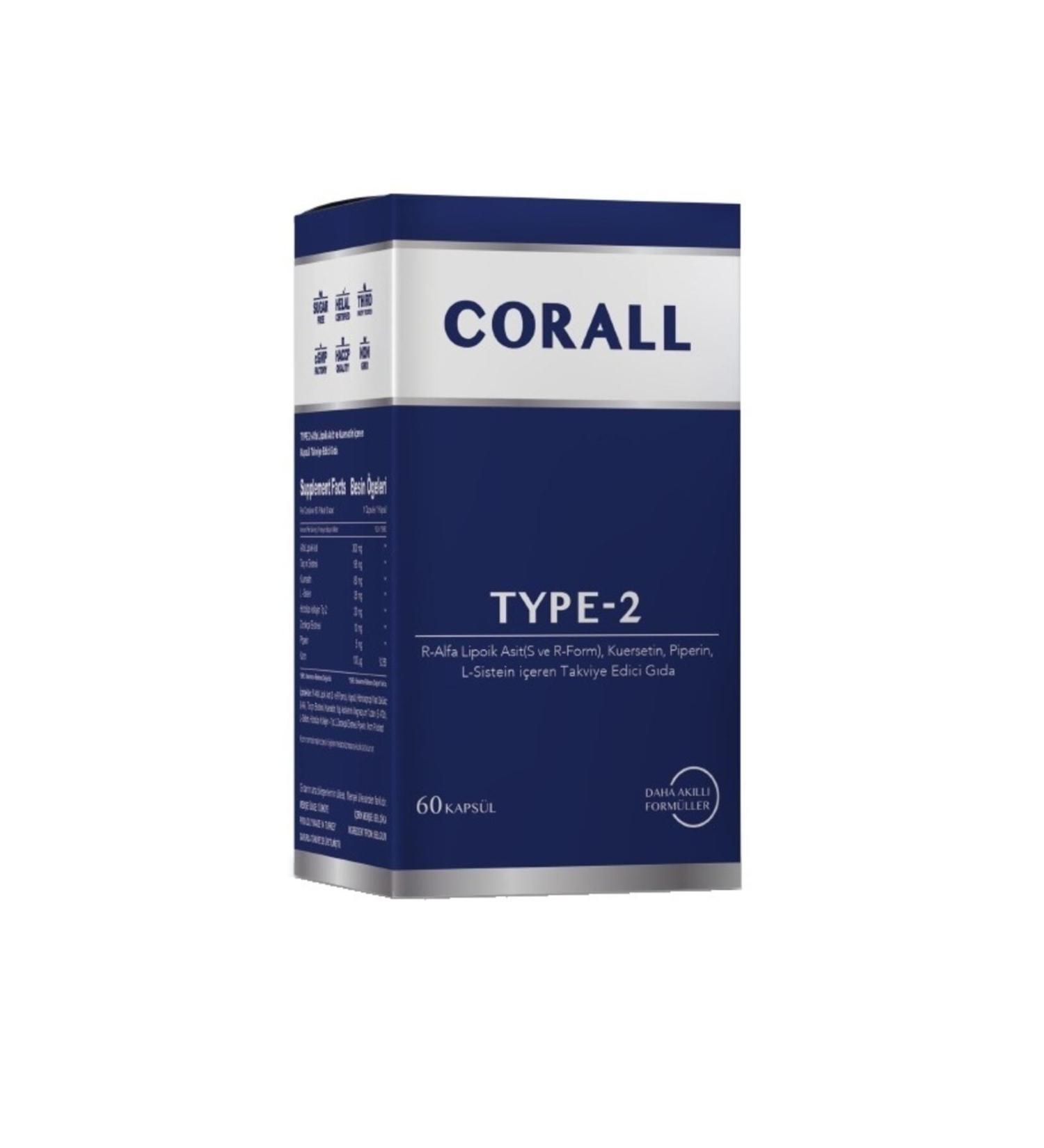 CORALL Type-2 60 Capsules (ALA QUARSETIN PIPERINE AND L-CYSTEINE) - Buy Online on GoSupps.com