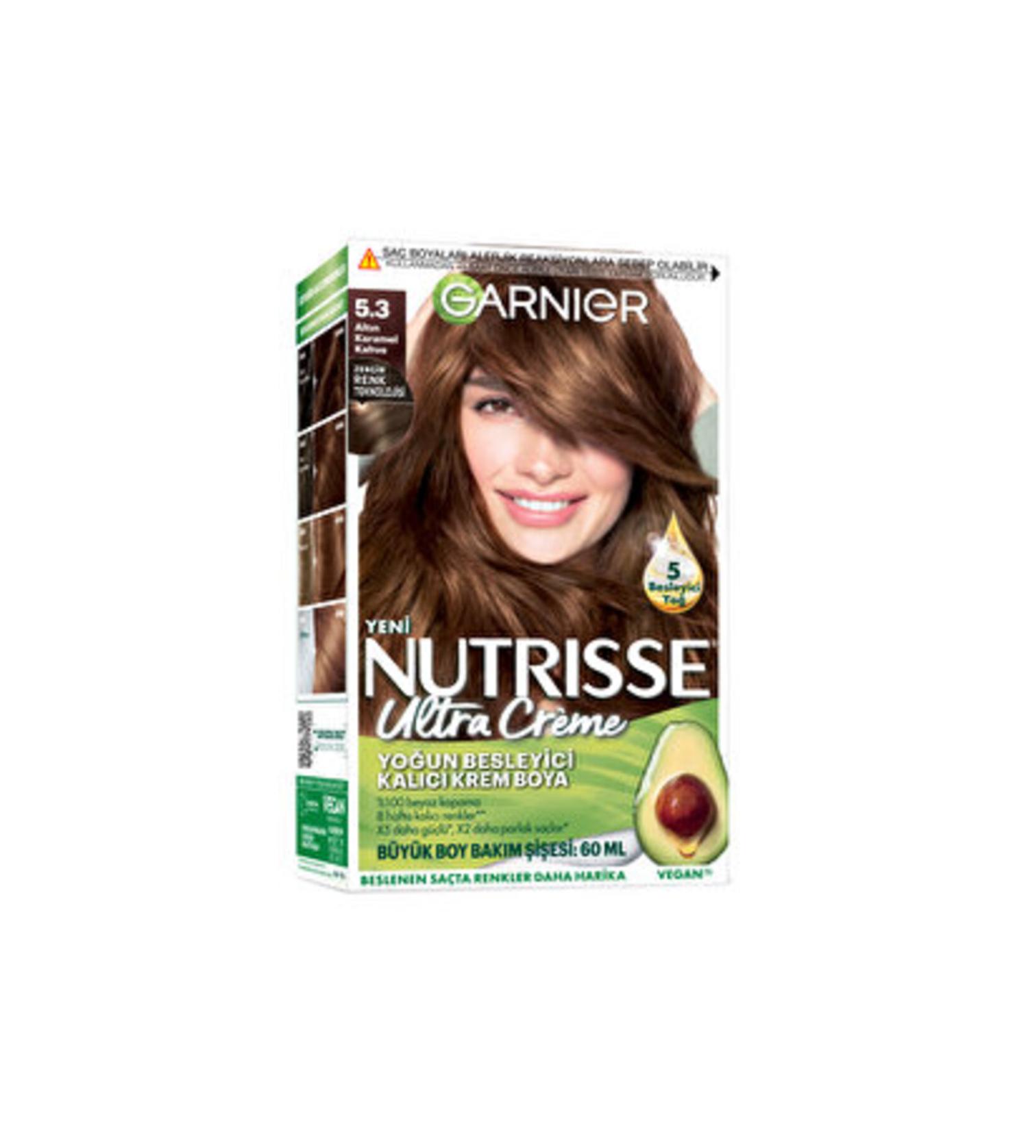Garnier ( 2 PIECES ) Garnier Nutrisse Intensive Nourishing Permanent Cream Hair Dye 5.3 Golden Caramel Brown