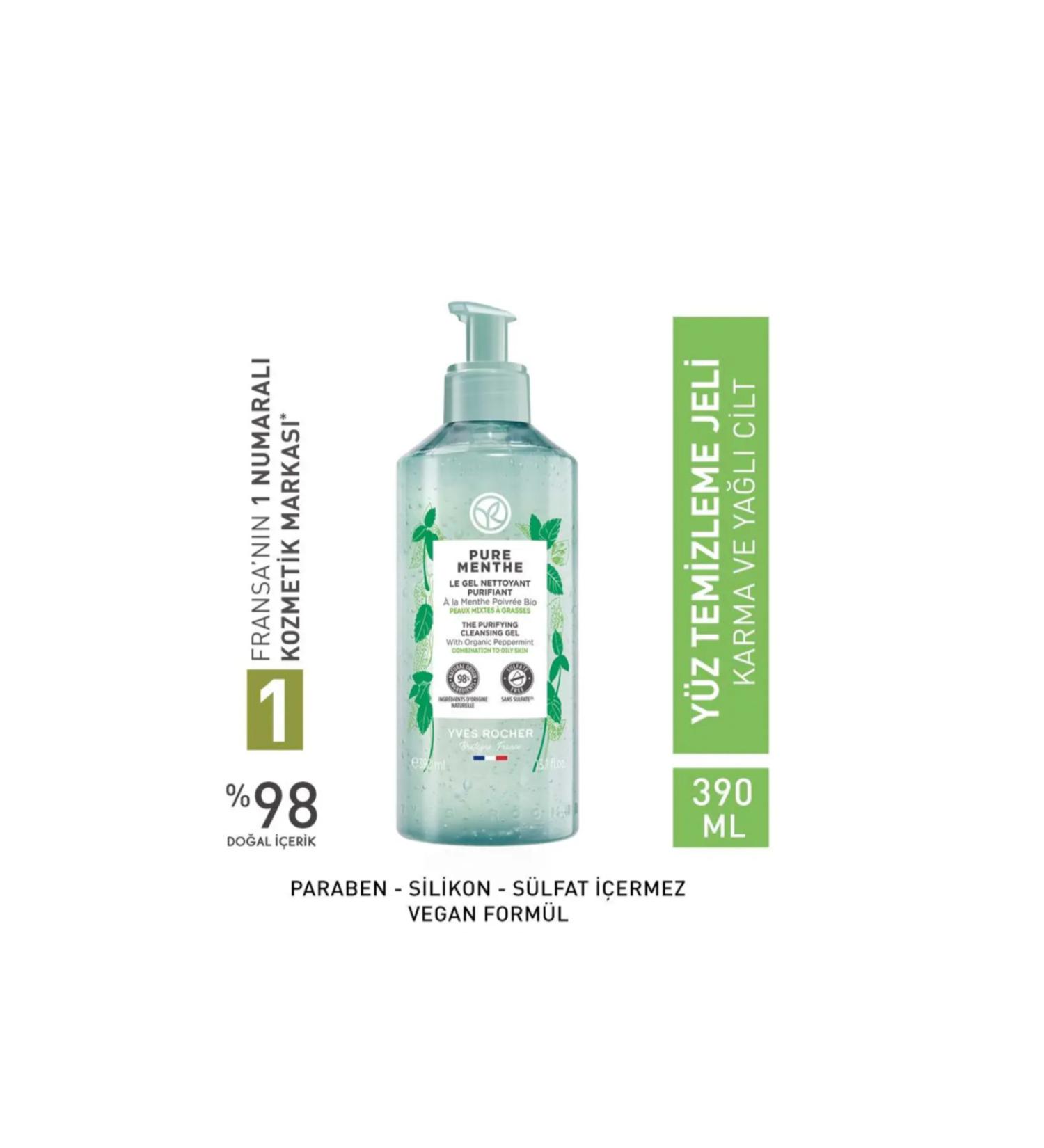 Yves Rocher Face Wash Gel Pure Menthe Pore Tightening and Deep Purifying - Prebiotic 390 ml - Buy Online on GoSupps.com