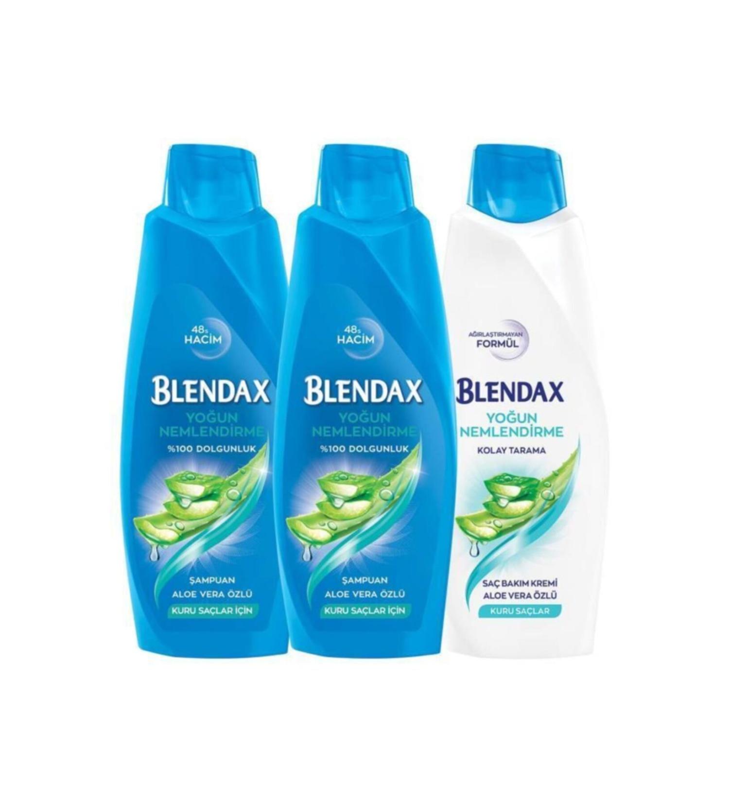 Blendax Intensive Moisturizing Hair Care Set (Aloe Vera Essence Shampoo 500Ml 2 Piece + Aloe Vera Essence Hair Conditioner 500Ml) - Buy Online on GoSupps.com