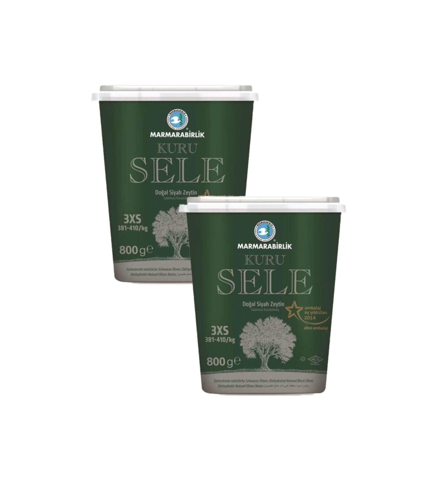 Marmarabirlik Dry Black Olives 381-410 (3xs) 800 Gr Pet X 2 Pack