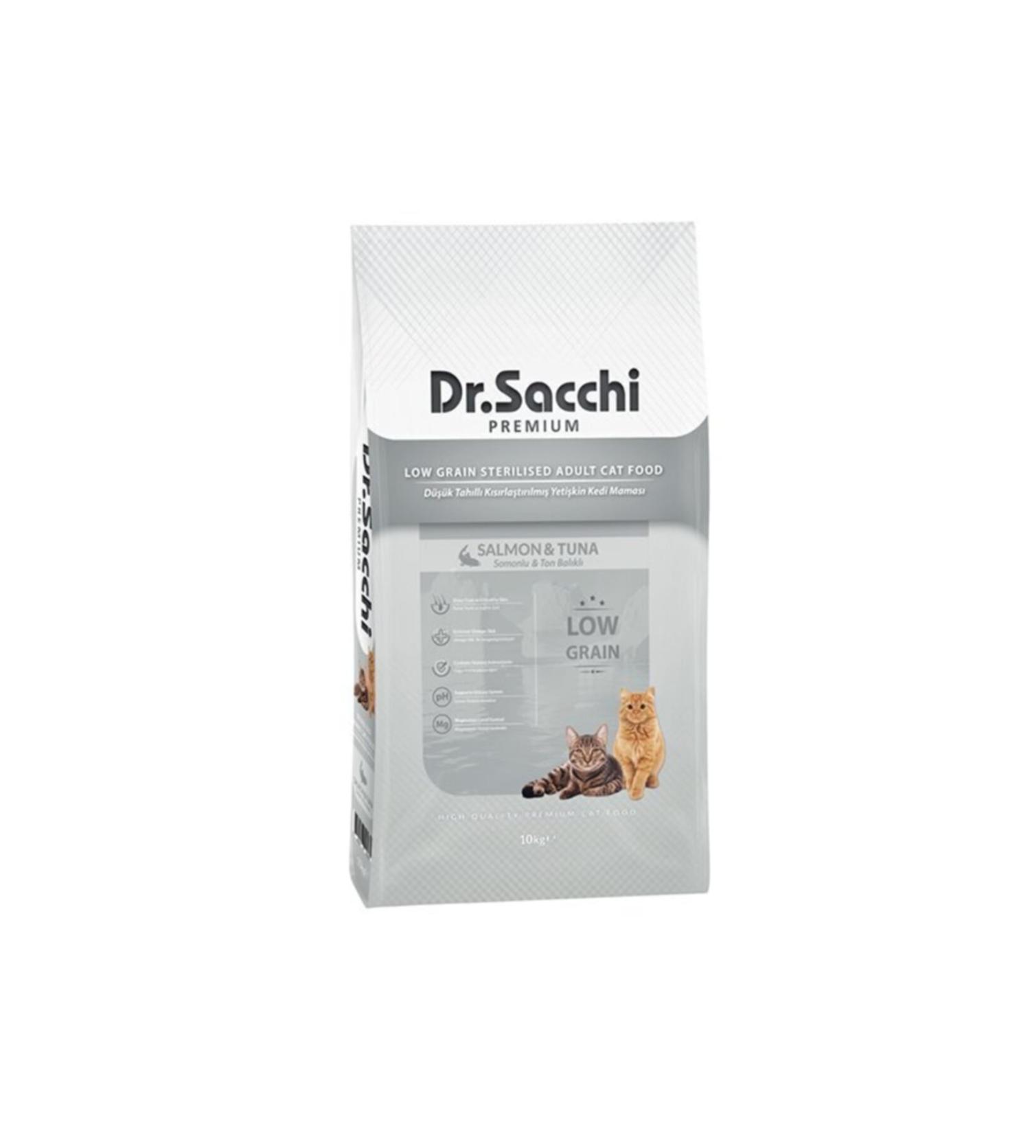 Dr. Sacchi Dr.sacchi Premium Low Grain Salmon and Tuna Sterilized Cat Food 10 Kg